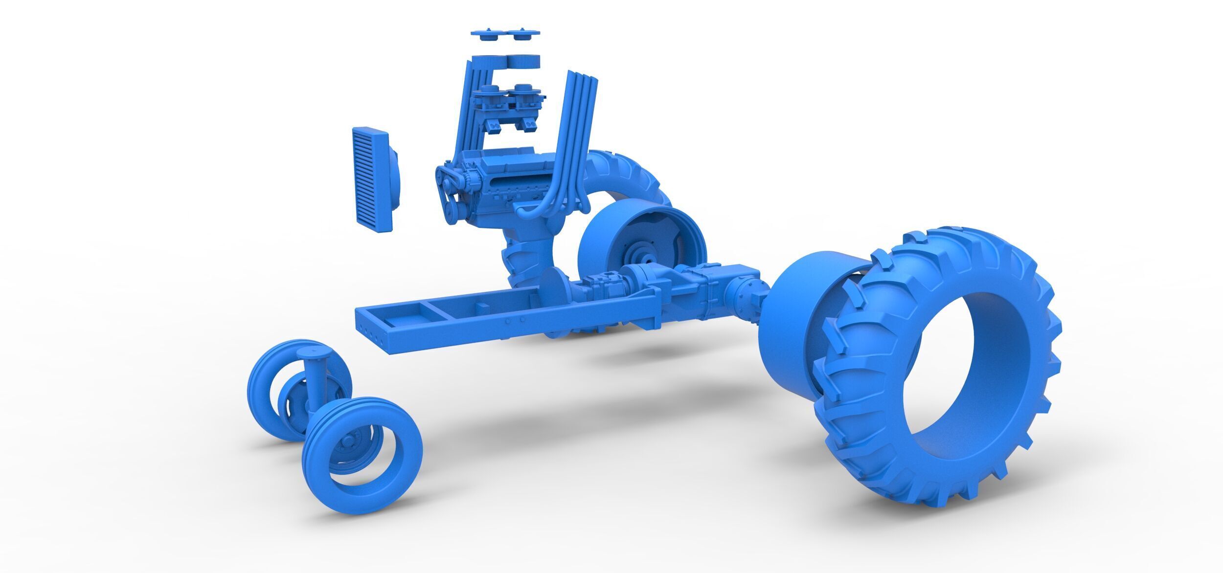 Vintage Small block Pulling tractor Base Version 4 Scale 1 to 25 3D print model_30