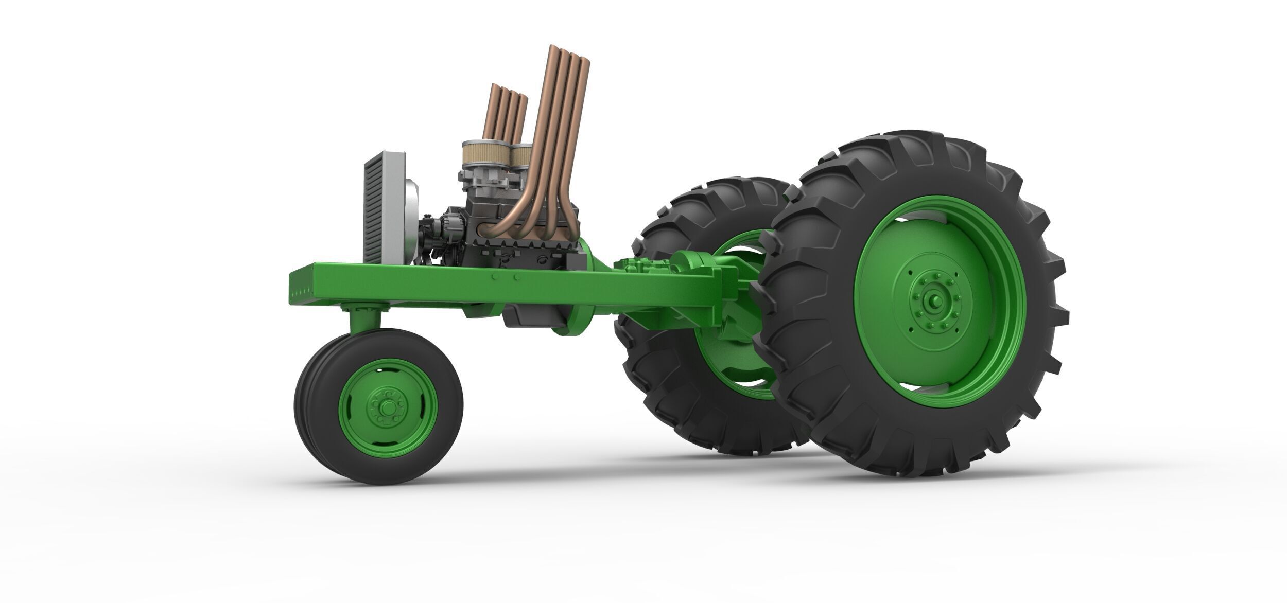 Vintage Small block Pulling tractor Base Version 4 Scale 1 to 25 3D print model_1