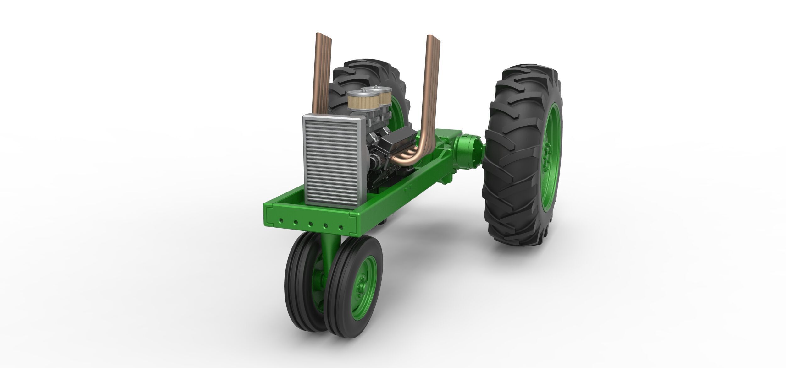 Vintage Small block Pulling tractor Base Version 4 Scale 1 to 25 3D print model_4