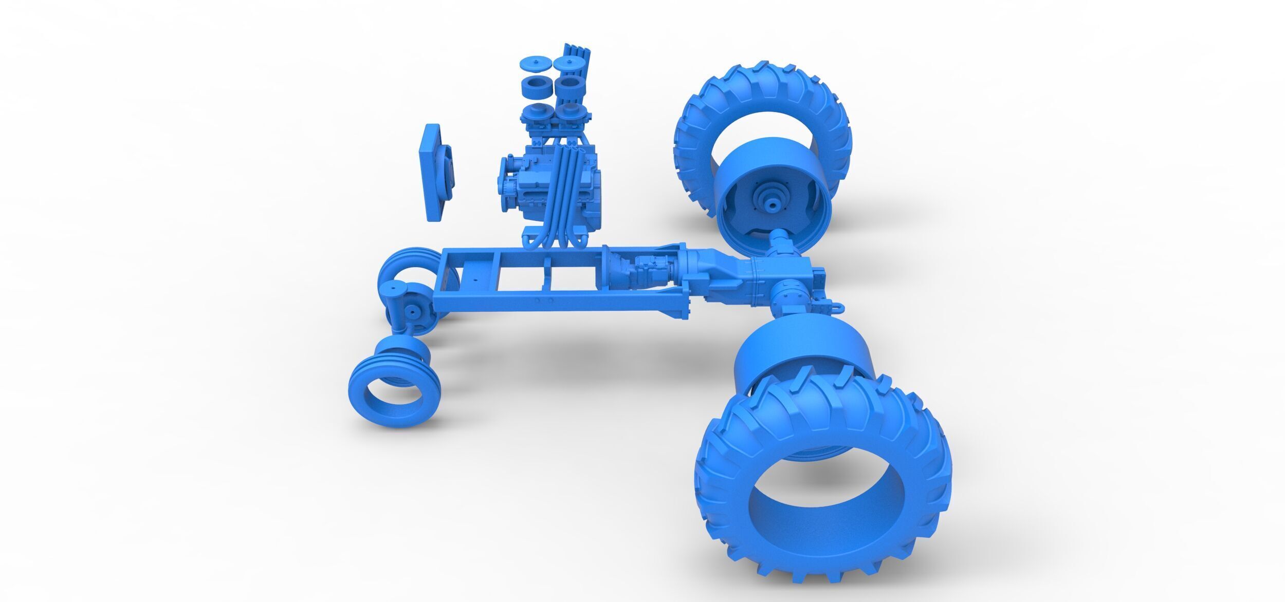 Vintage Small block Pulling tractor Base Version 4 Scale 1 to 25 3D print model_35