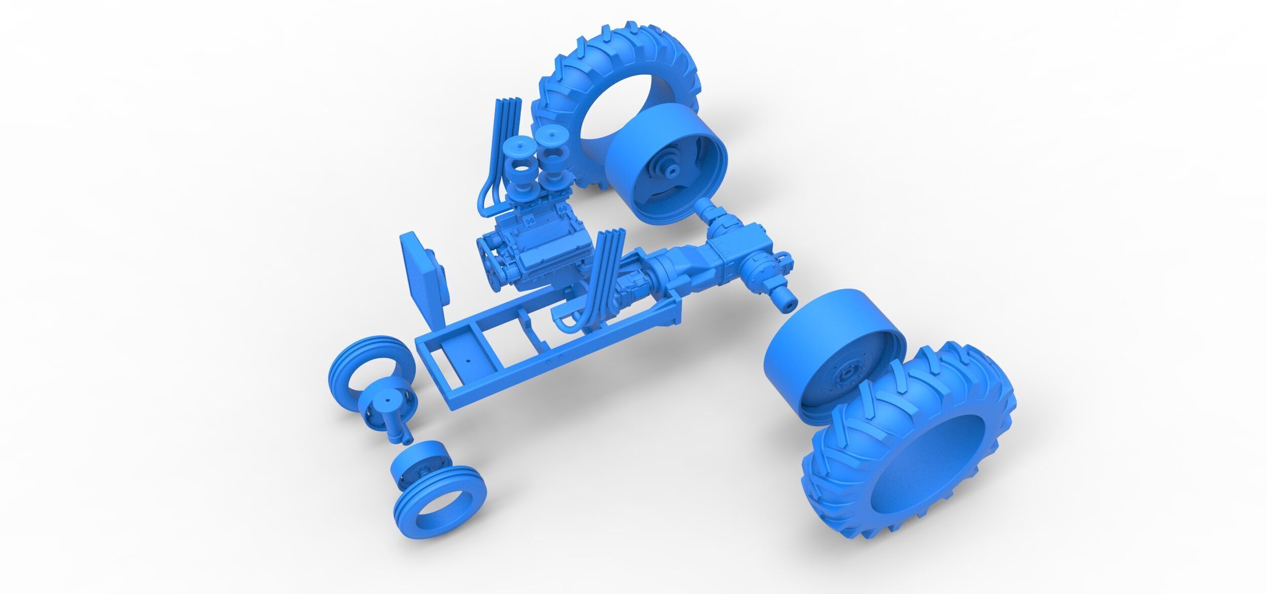 Vintage Small block Pulling tractor Base Version 4 Scale 1 to 25 3D print model_31