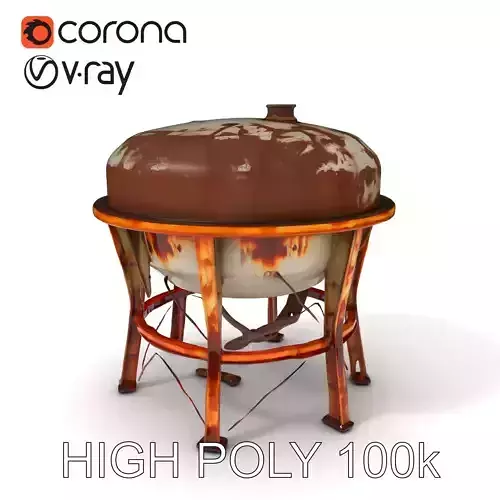 Rusty Industrial Water Tower D Model Pack Low-poly 3D model