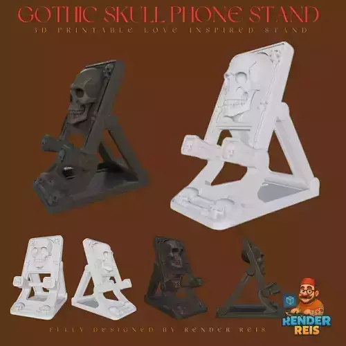 Gothic Skull Phone Stand 6 3D print model
