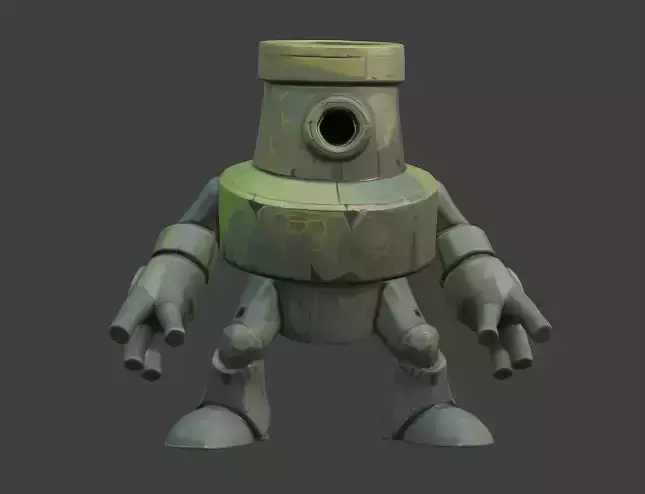 Green Robot Game-Ready 3D Character with PBR Textures