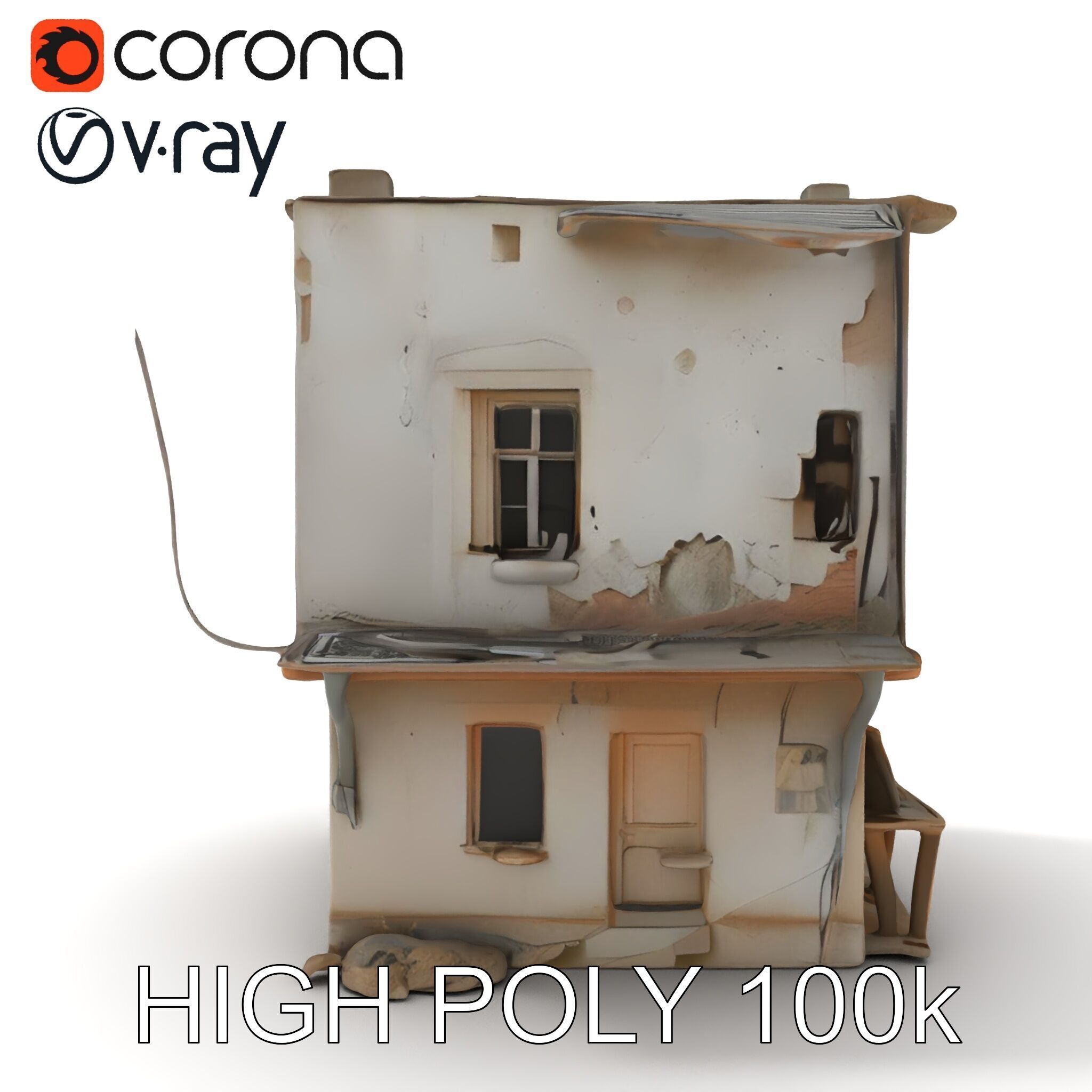 Abandoned House Model Pack with Realistic Textures Low-poly 3D model_31
