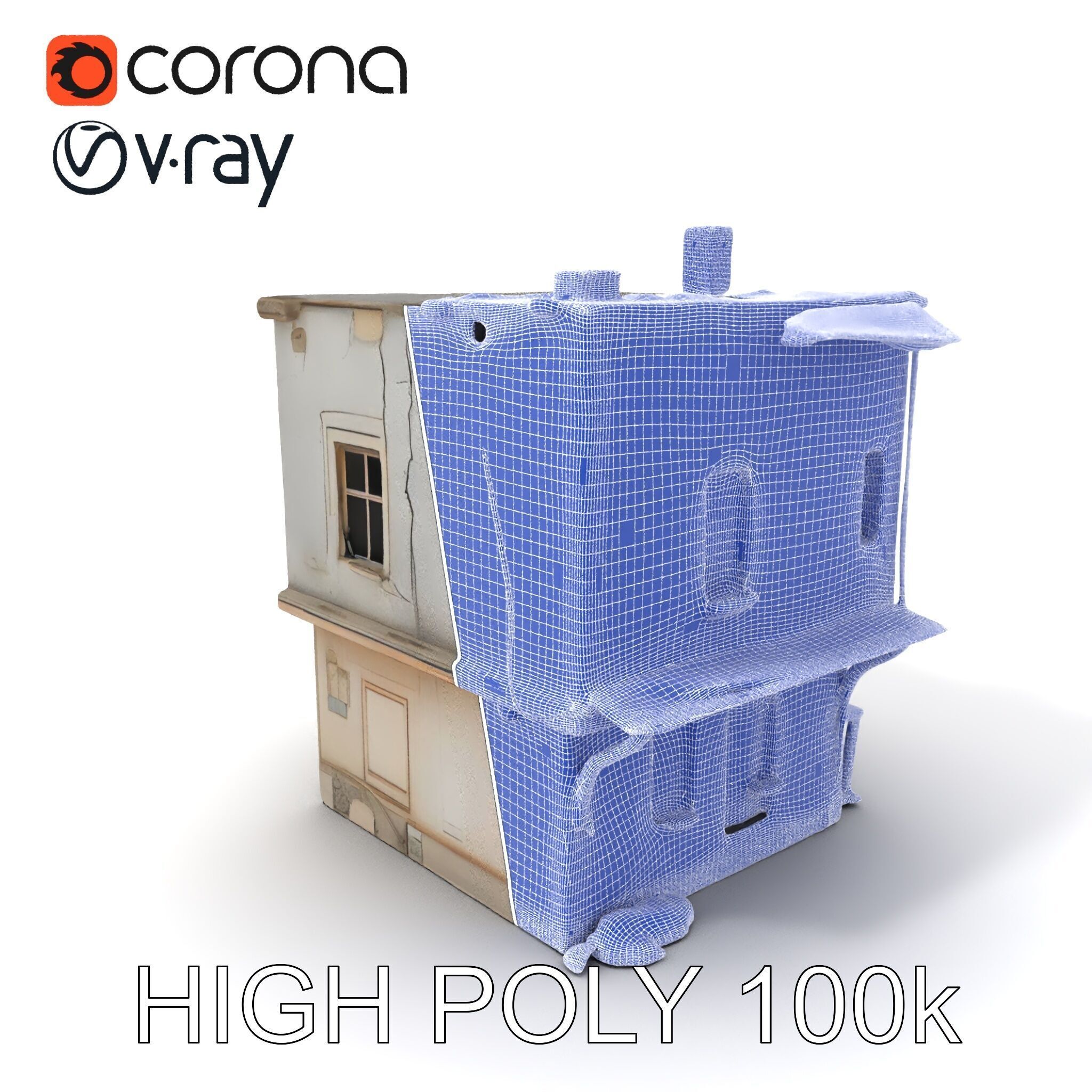 Abandoned House Model Pack with Realistic Textures Low-poly 3D model_3