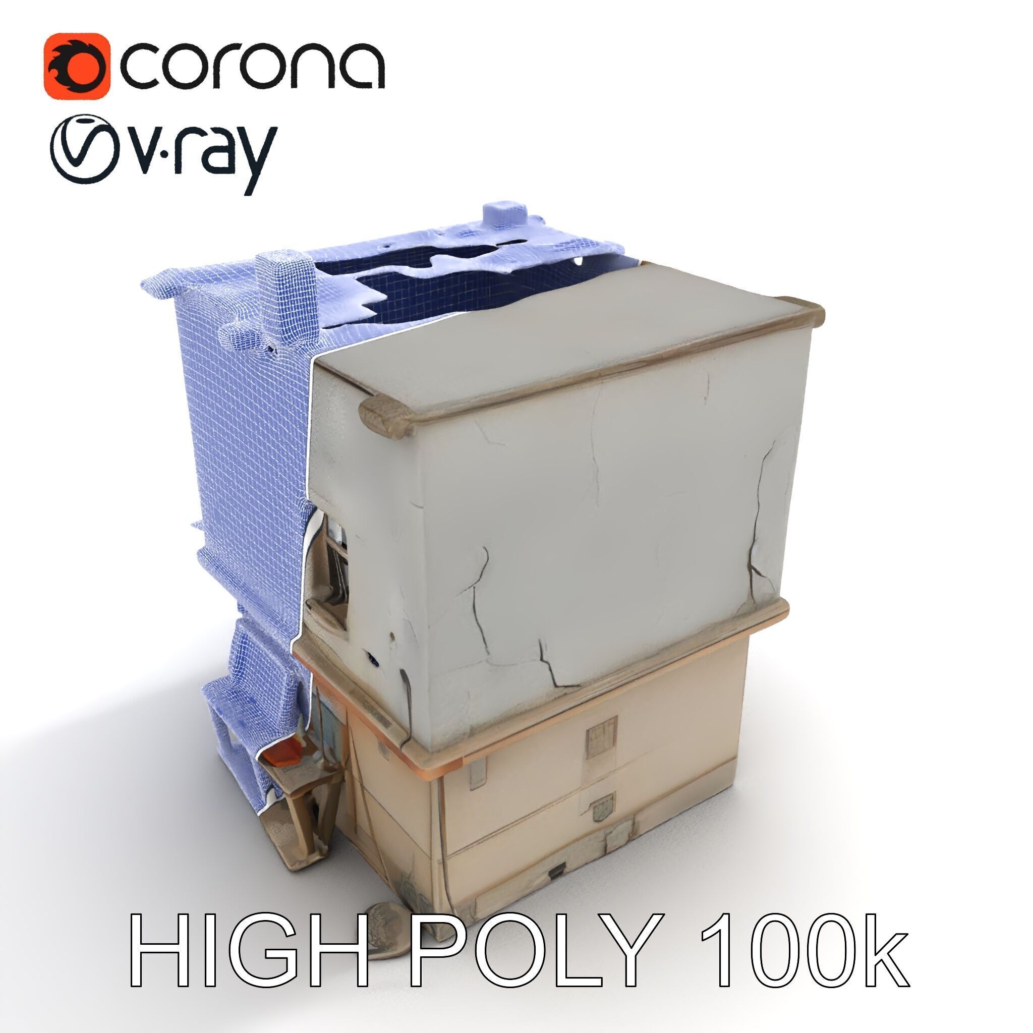 Abandoned House Model Pack with Realistic Textures Low-poly 3D model_35