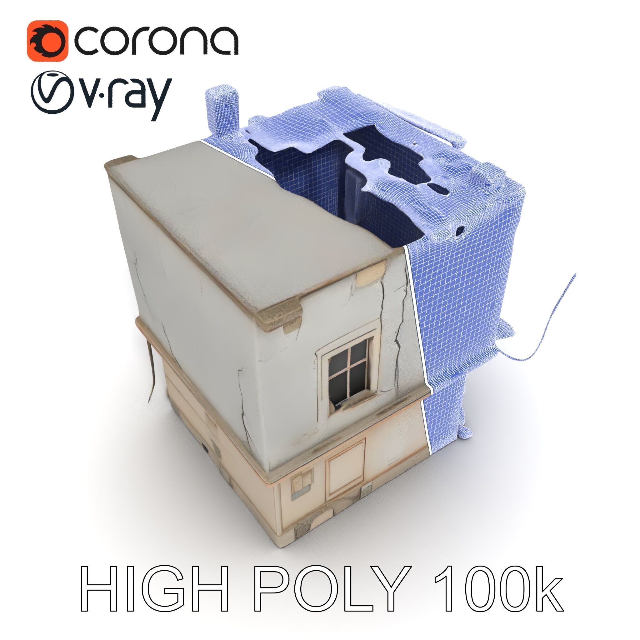 Abandoned House Model Pack with Realistic Textures Low-poly 3D model_23