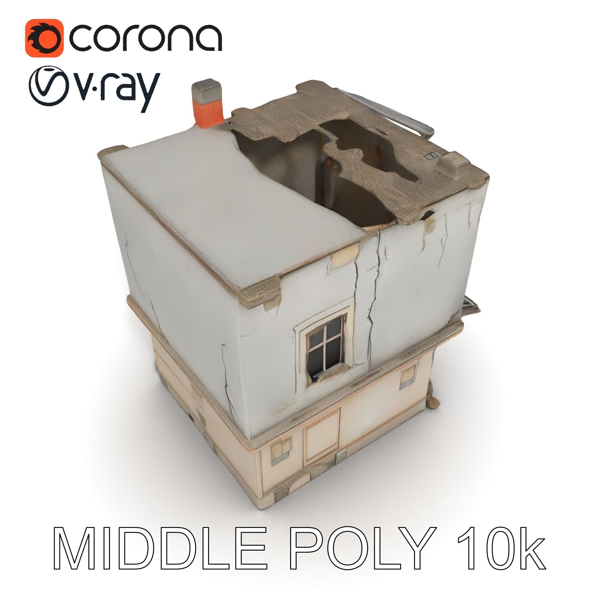 Abandoned House Model Pack with Realistic Textures Low-poly 3D model_10
