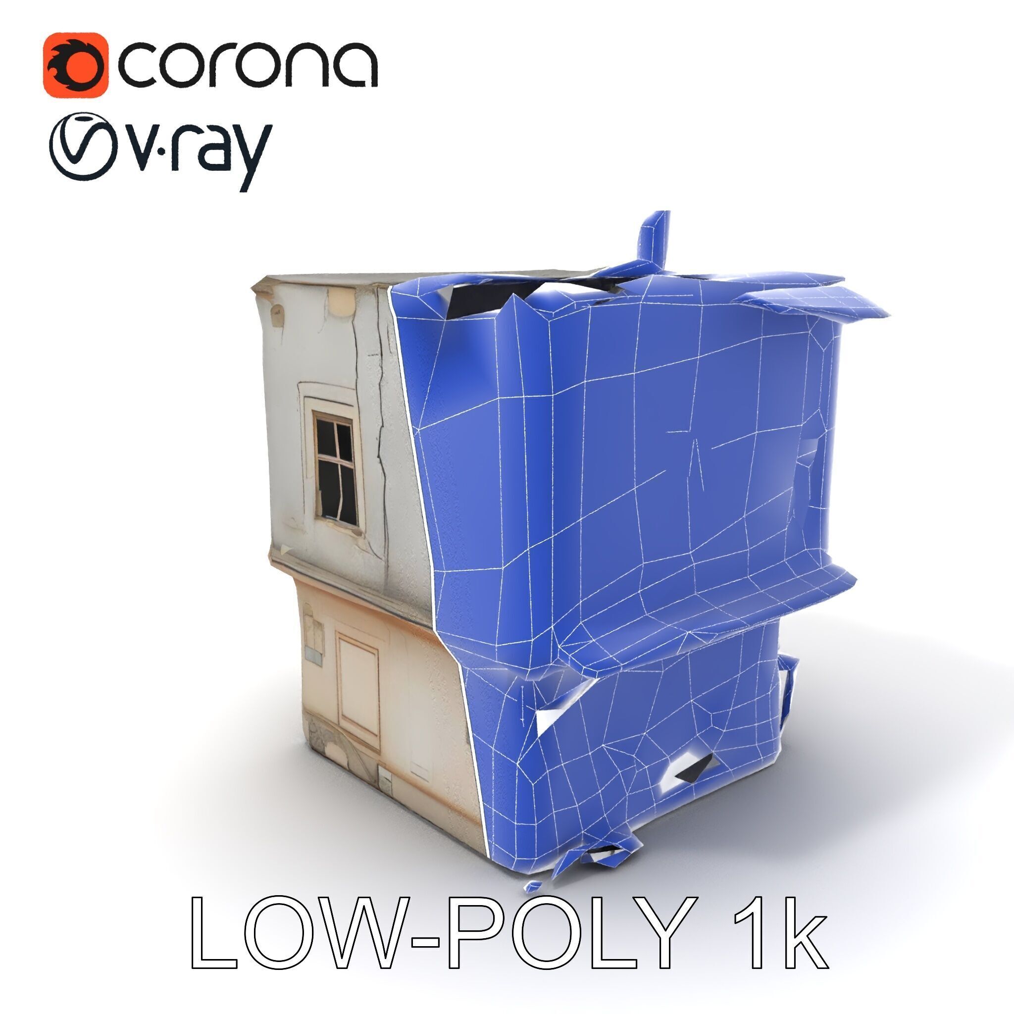 Abandoned House Model Pack with Realistic Textures Low-poly 3D model_14