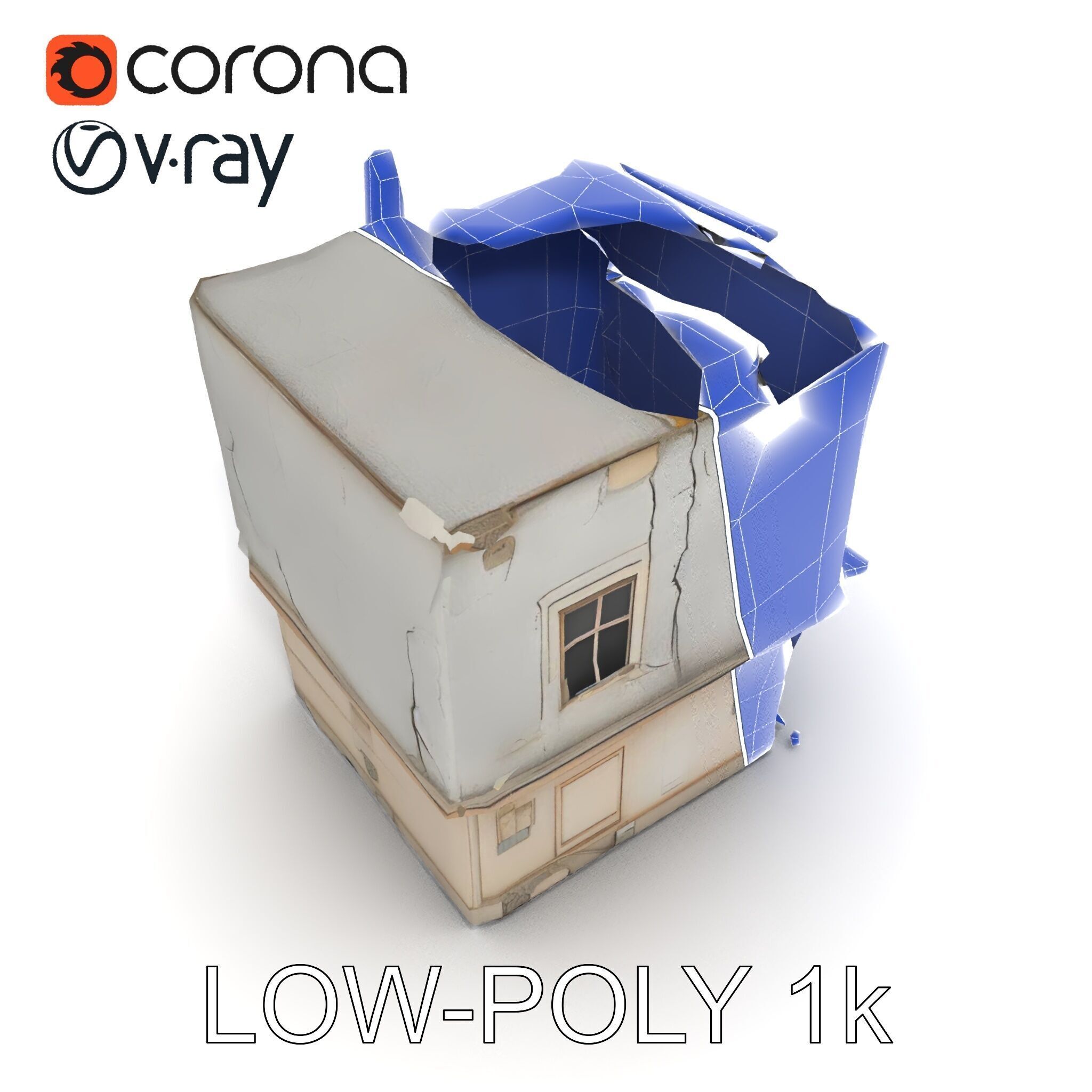 Abandoned House Model Pack with Realistic Textures Low-poly 3D model_9