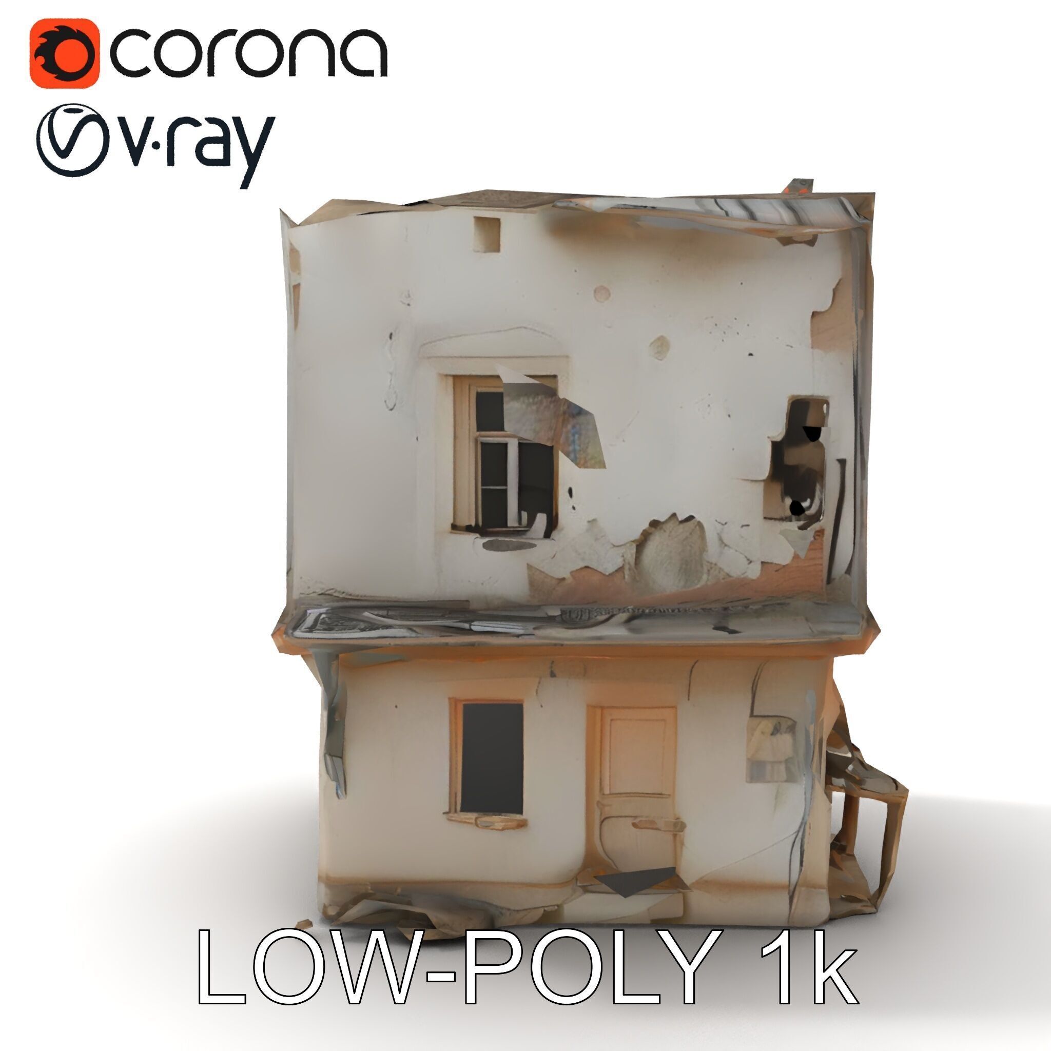 Abandoned House Model Pack with Realistic Textures Low-poly 3D model_7