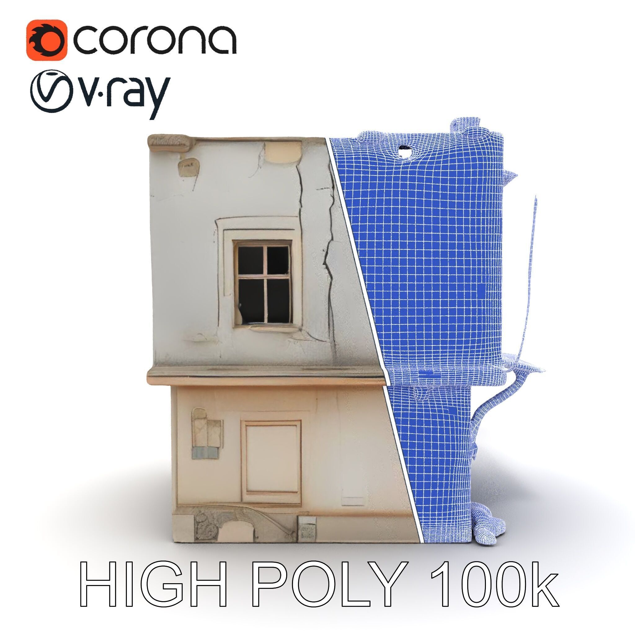 Abandoned House Model Pack with Realistic Textures Low-poly 3D model_20