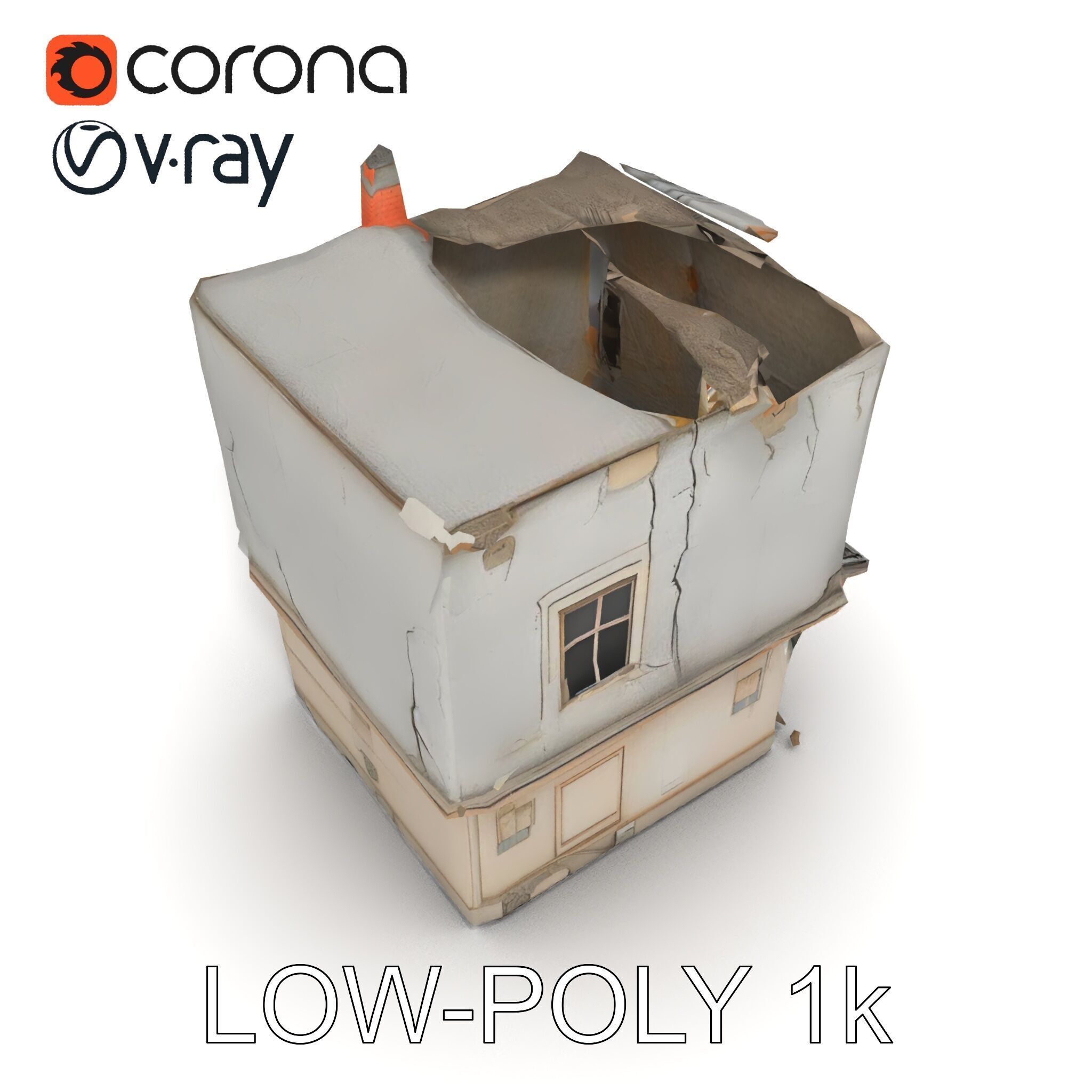 Abandoned House Model Pack with Realistic Textures Low-poly 3D model_30