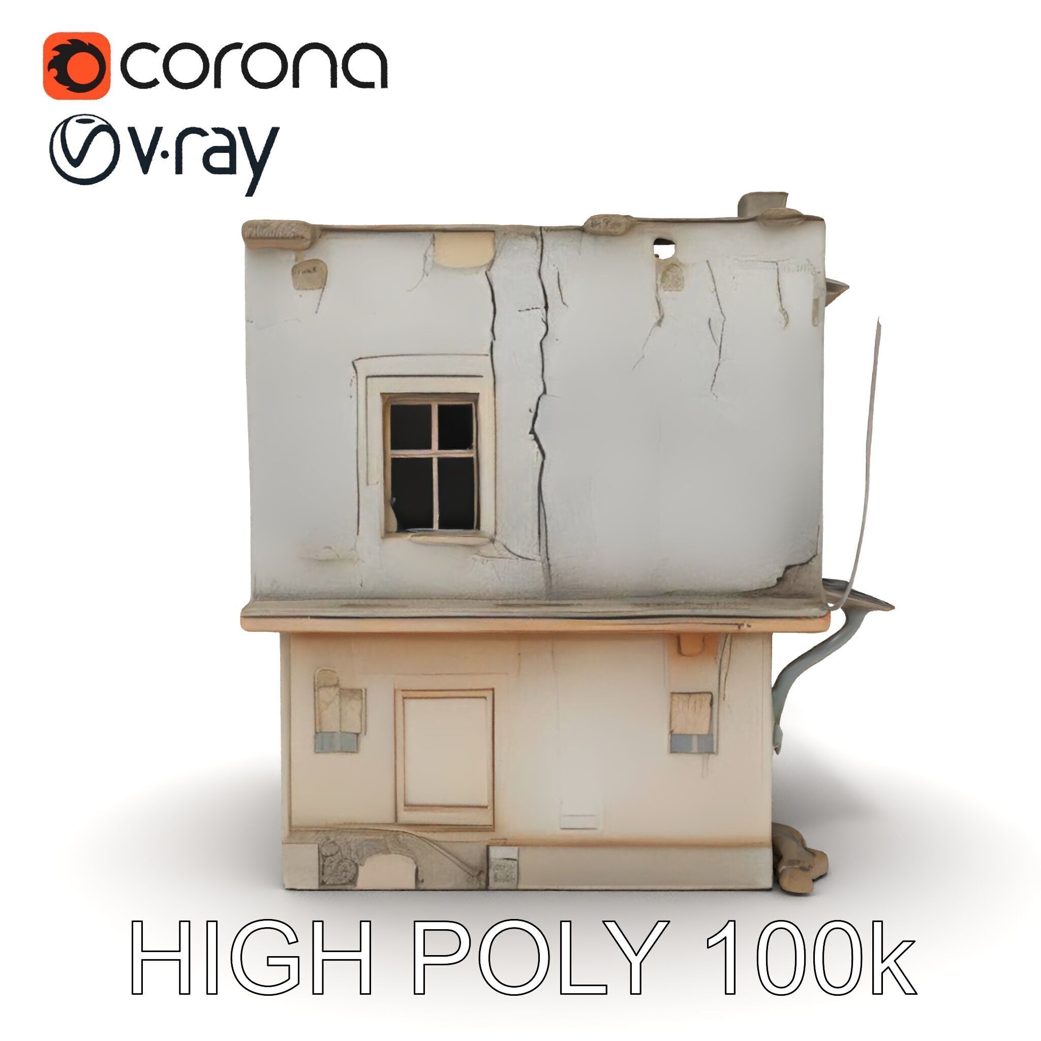 Abandoned House Model Pack with Realistic Textures Low-poly 3D model_26