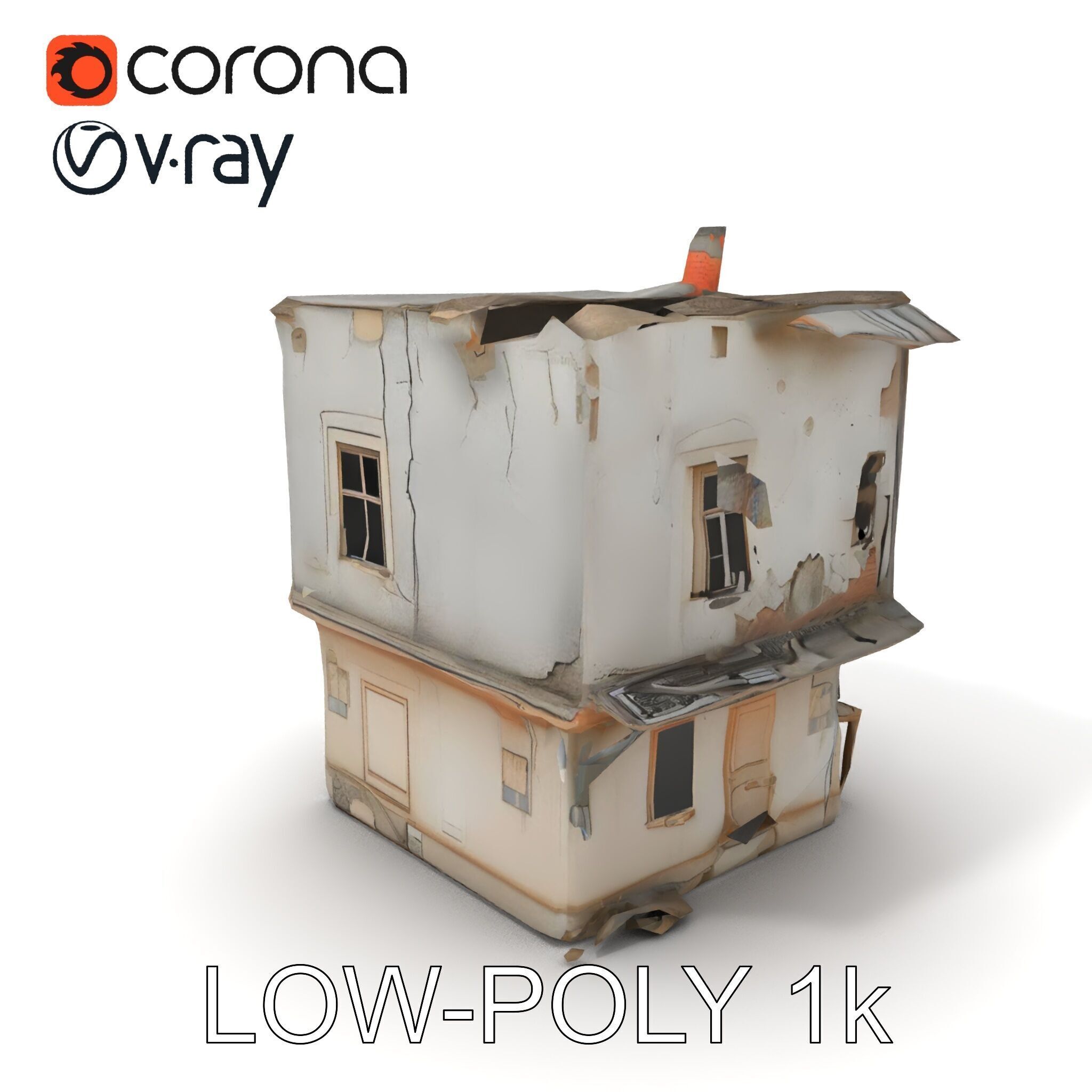 Abandoned House Model Pack with Realistic Textures Low-poly 3D model_33