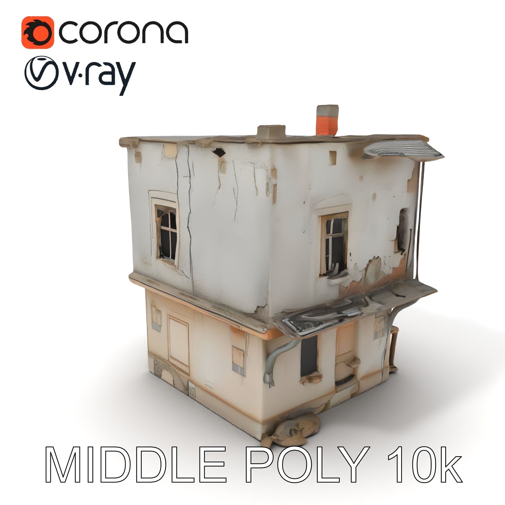 Abandoned House Model Pack with Realistic Textures Low-poly 3D model_13