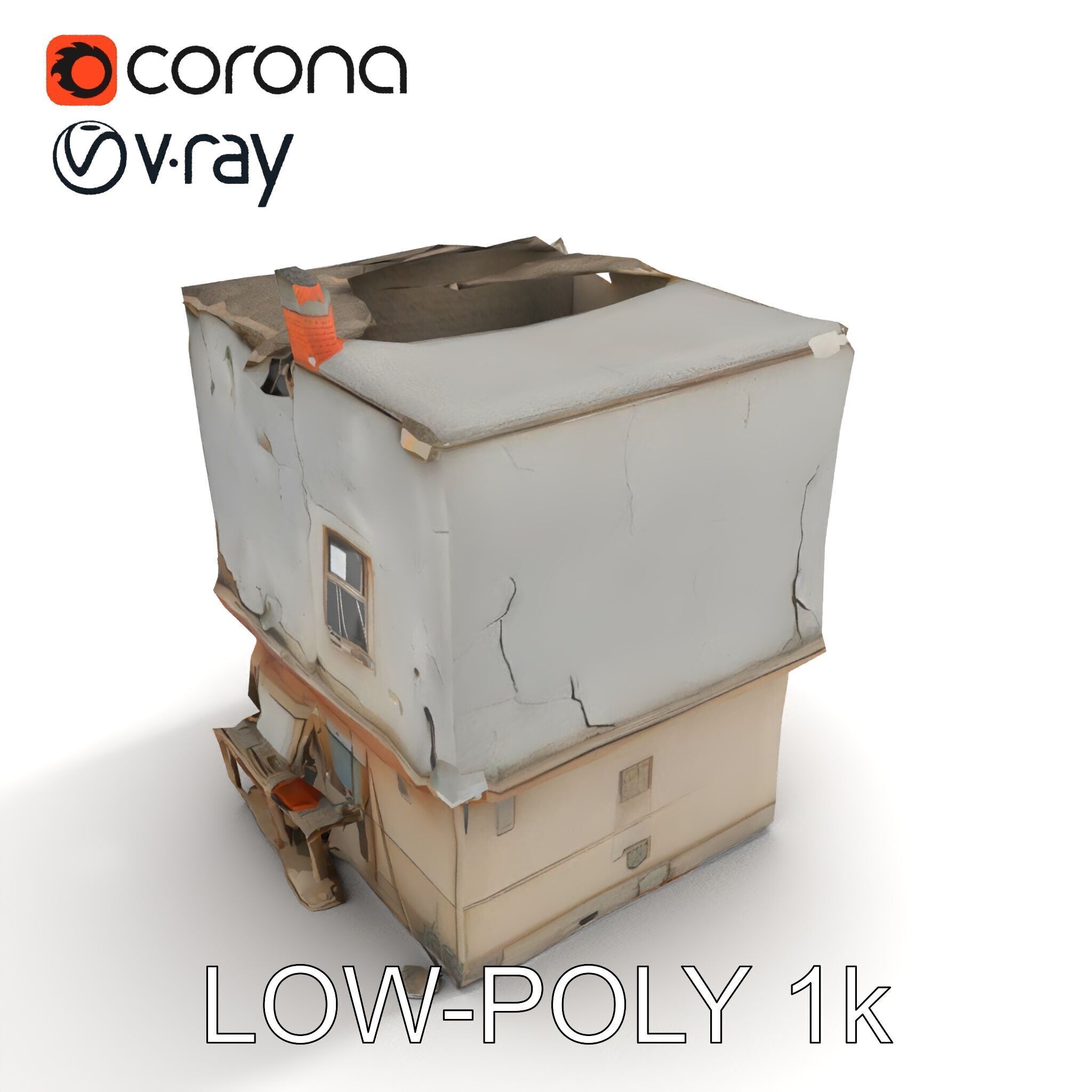 Abandoned House Model Pack with Realistic Textures Low-poly 3D model_28