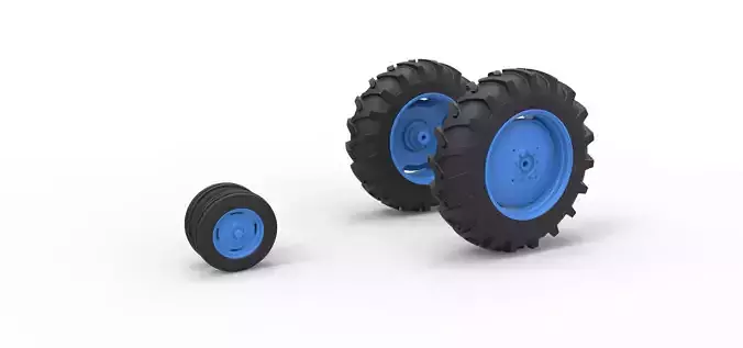 Wheel Set Vintage Small block Pulling tractor V3 Scale 1 to 25