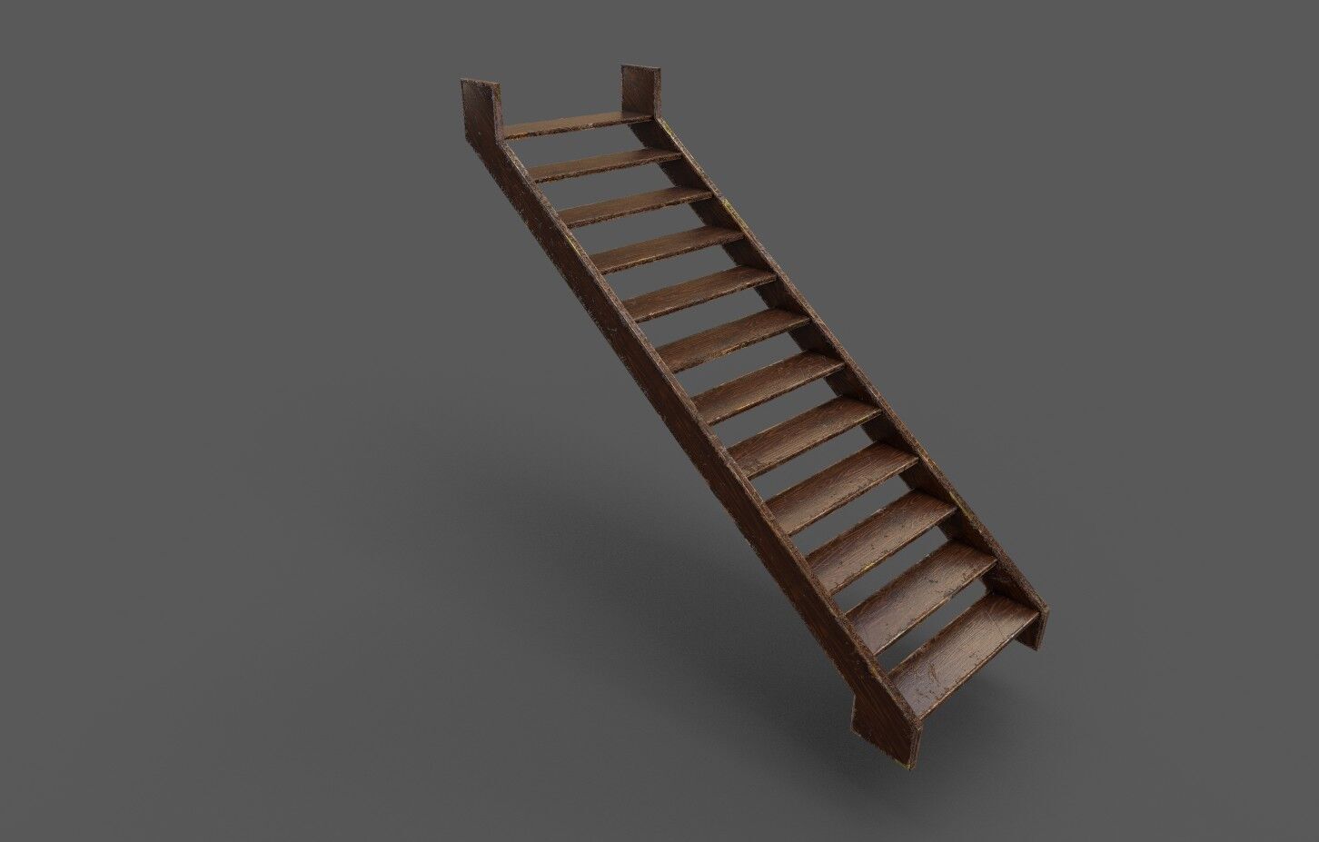 Pack 3 Old Wood Stairs Low-poly 3D model_1