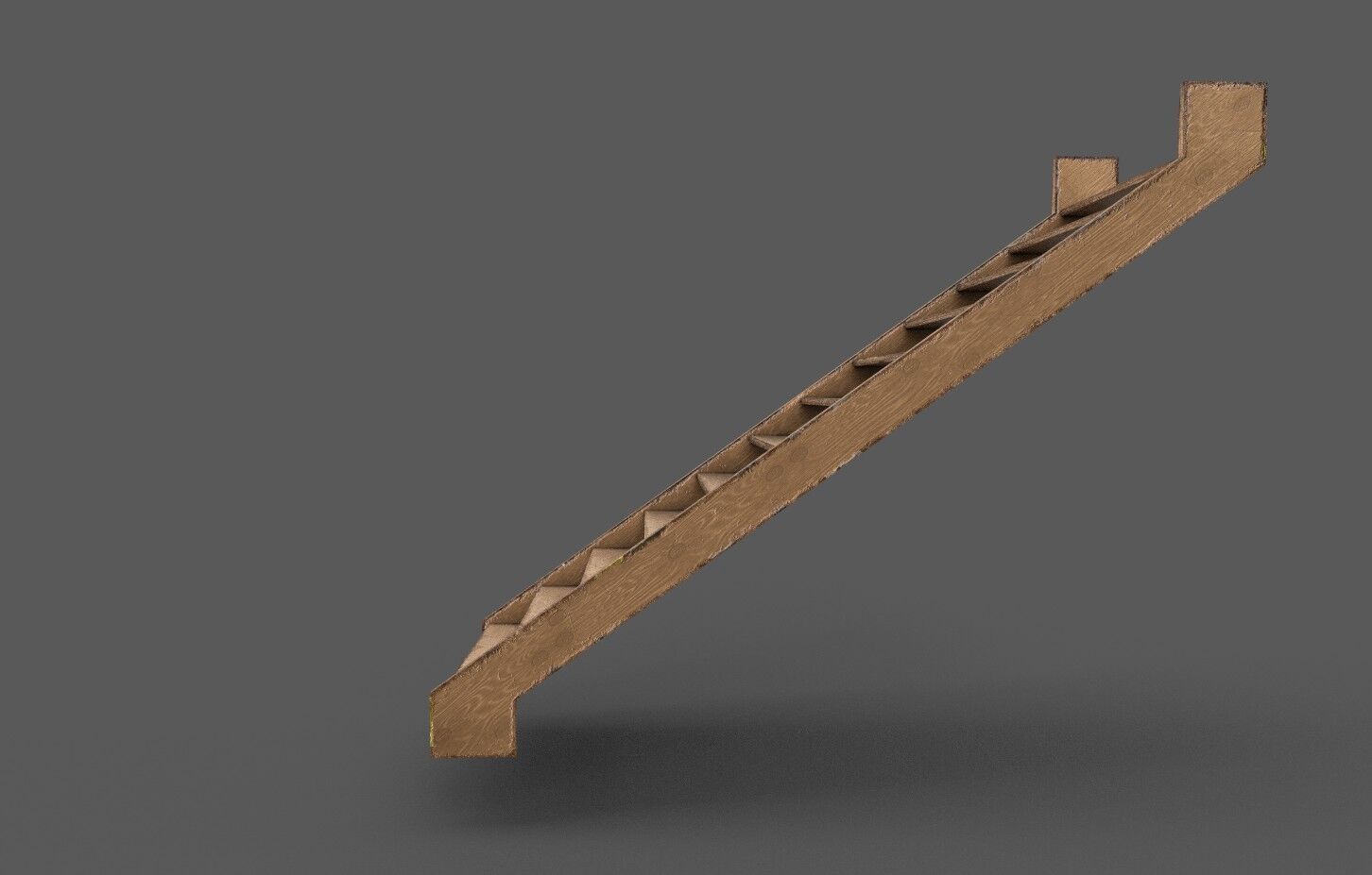 Pack 3 Old Wood Stairs Low-poly 3D model_8