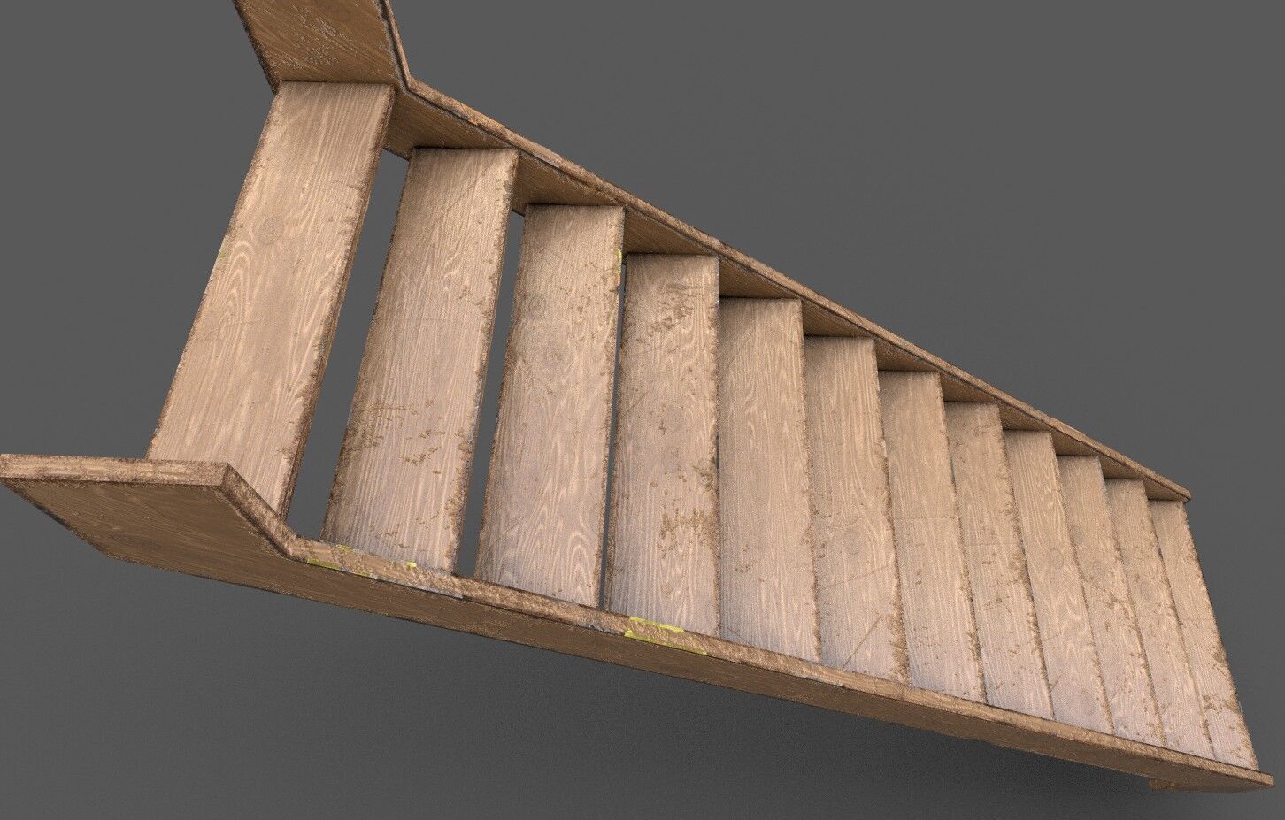 Pack 3 Old Wood Stairs Low-poly 3D model_10