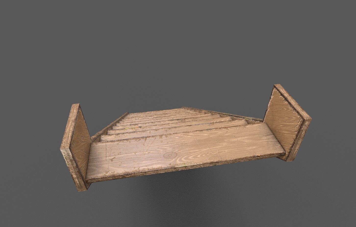 Pack 3 Old Wood Stairs Low-poly 3D model_9