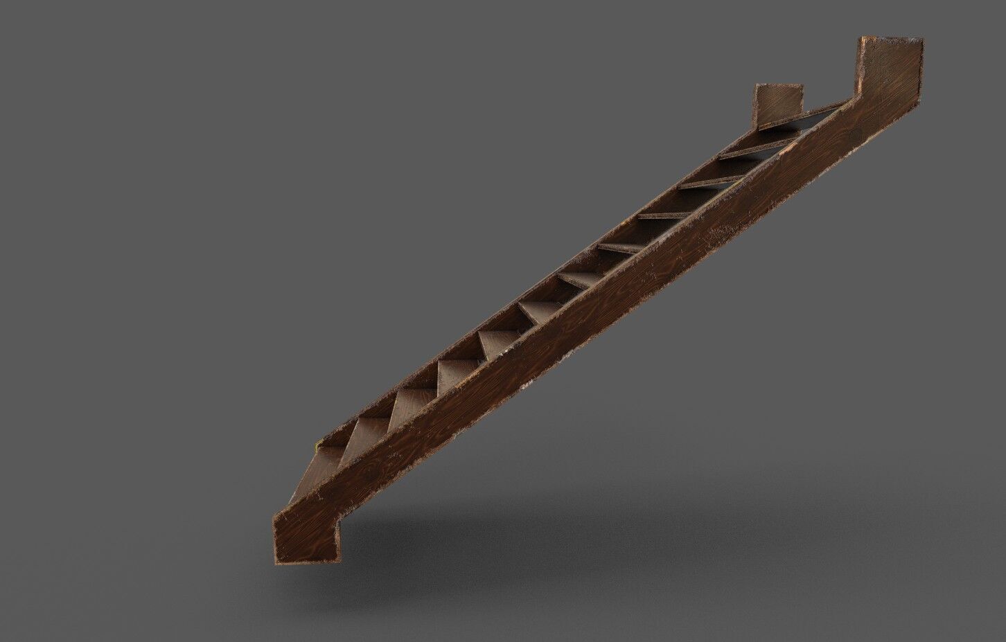 Pack 3 Old Wood Stairs Low-poly 3D model_3