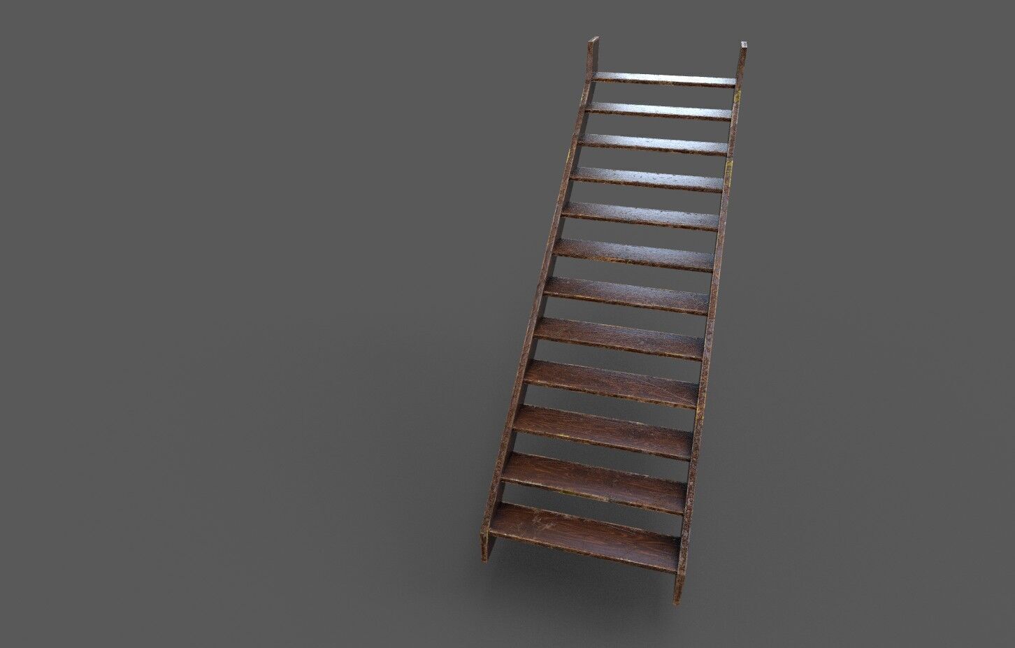 Pack 3 Old Wood Stairs Low-poly 3D model_2