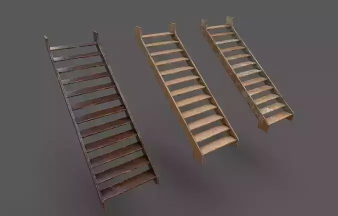 Pack 3 Old Wood Stairs