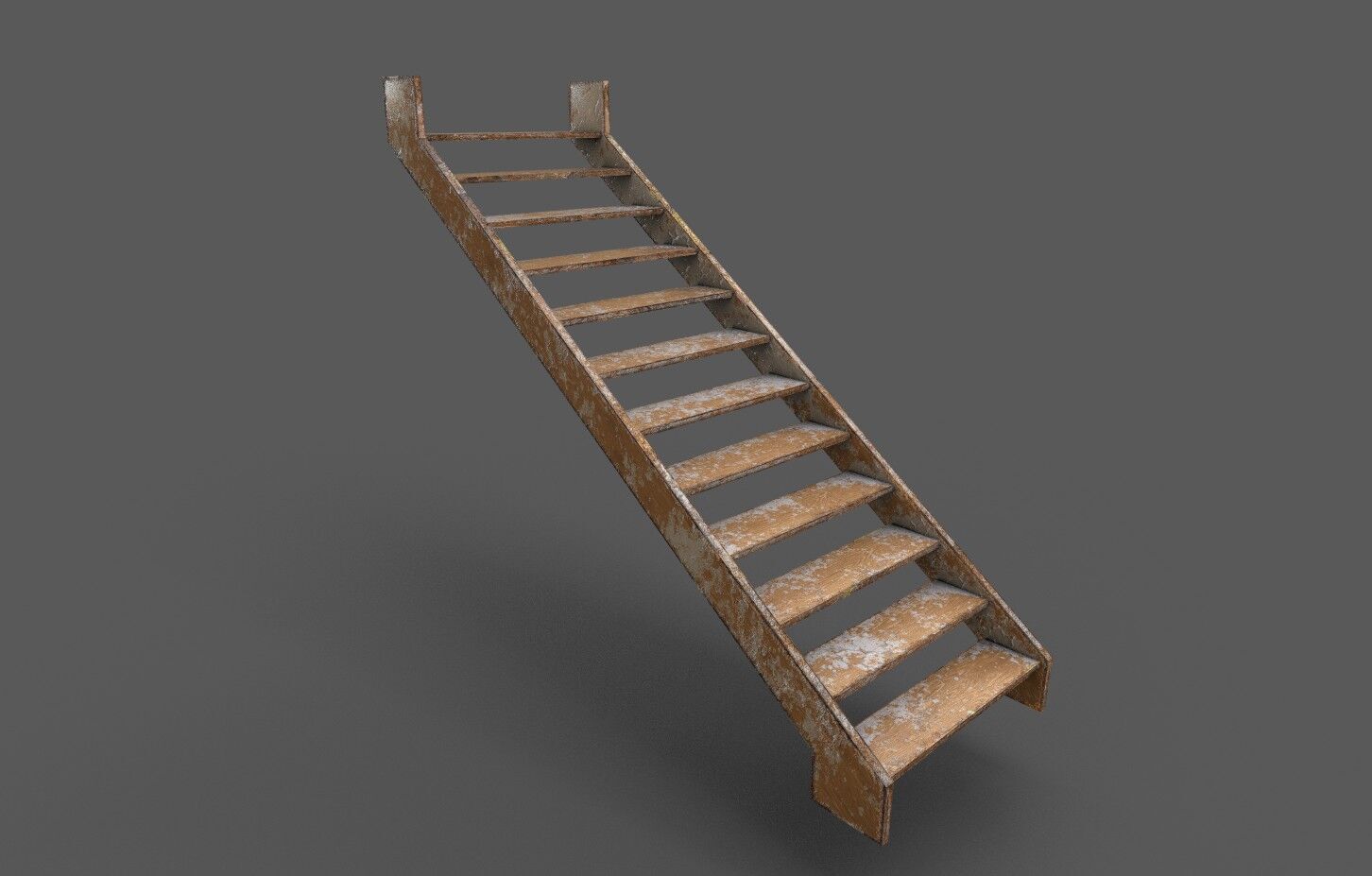 Pack 3 Old Wood Stairs Low-poly 3D model_11