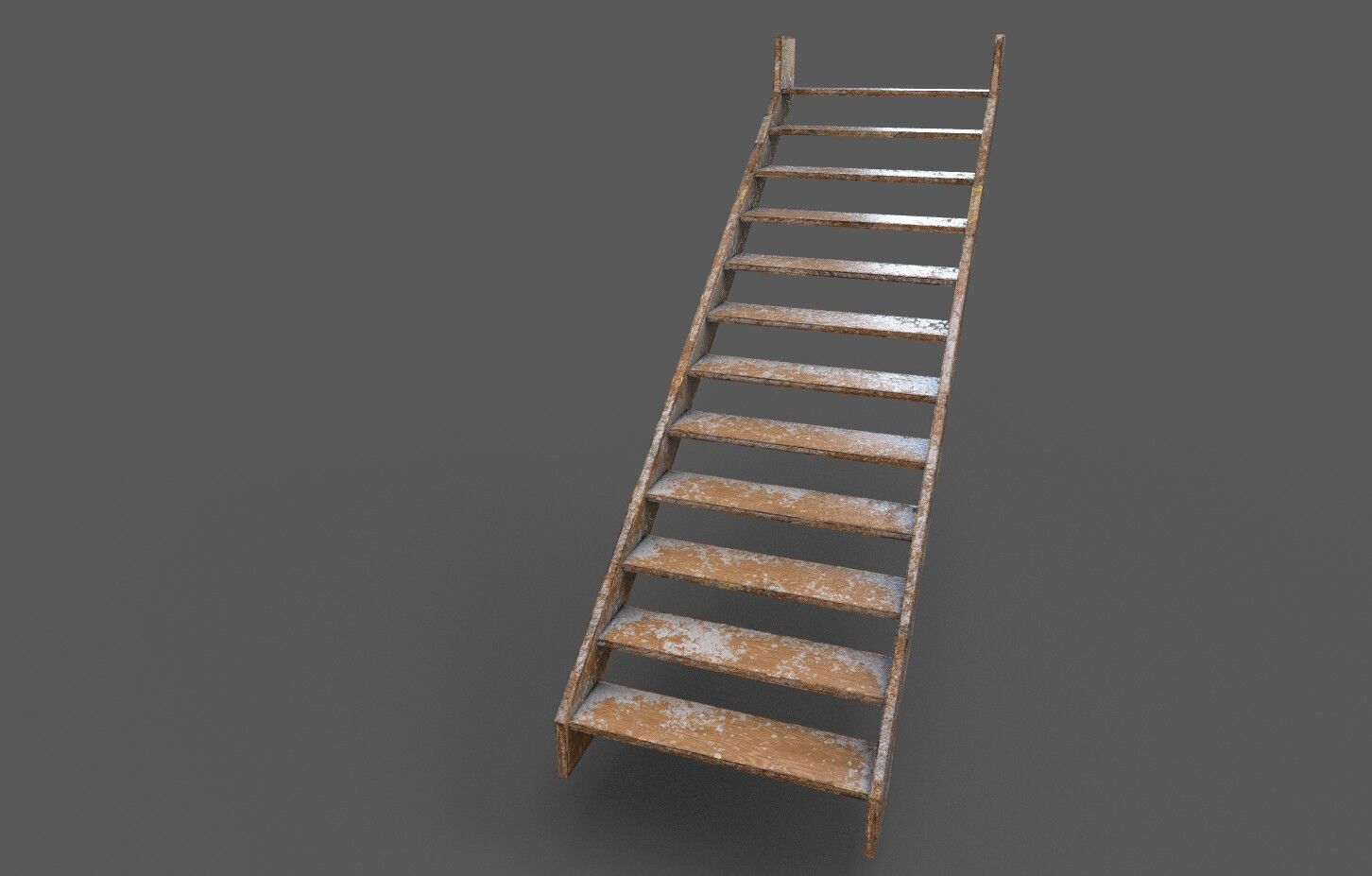 Pack 3 Old Wood Stairs Low-poly 3D model_12