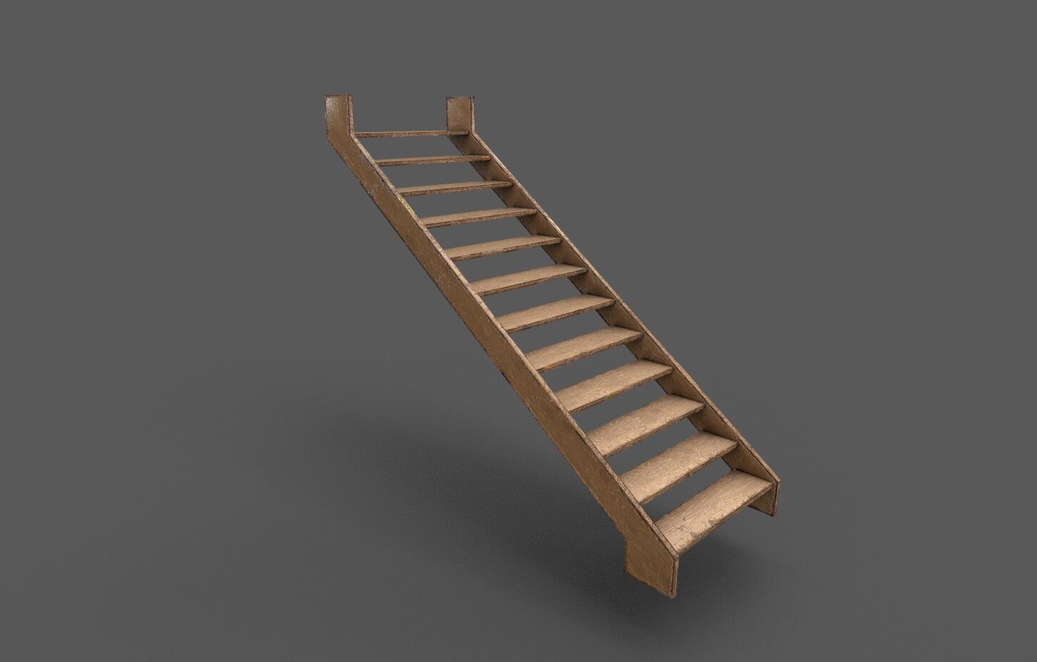Pack 3 Old Wood Stairs Low-poly 3D model_6