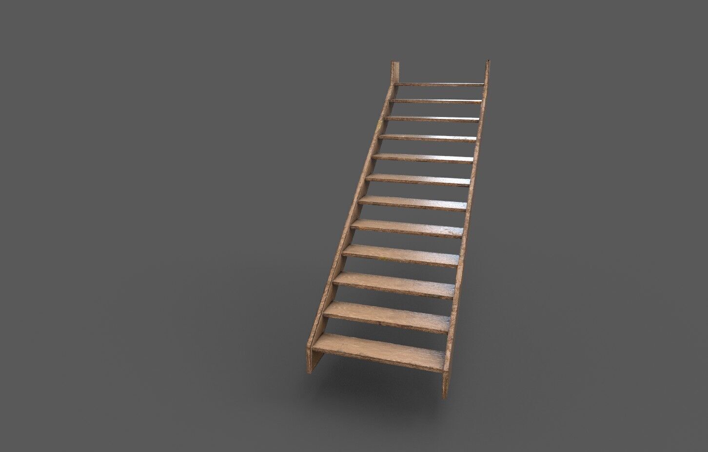 Pack 3 Old Wood Stairs Low-poly 3D model_7