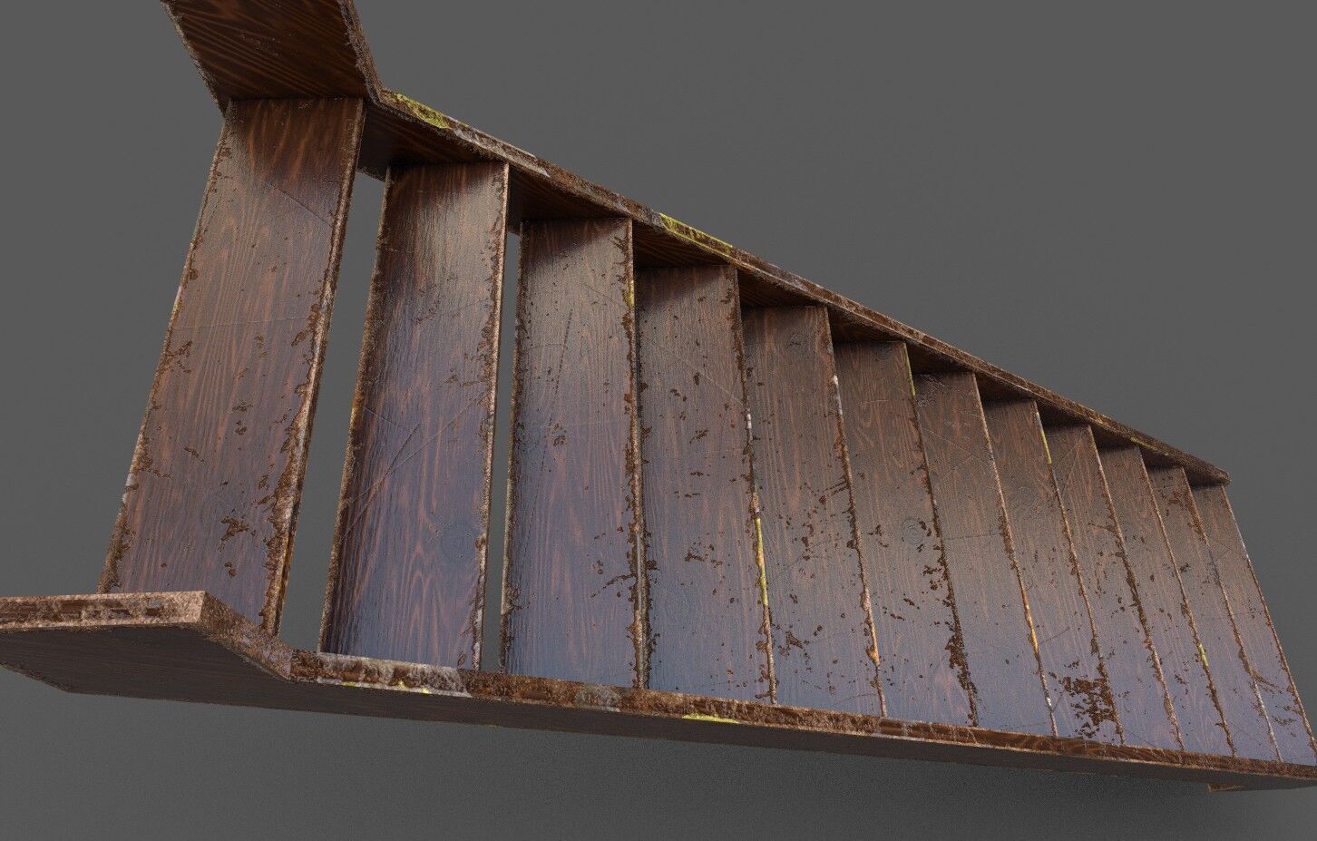 Pack 3 Old Wood Stairs Low-poly 3D model_5