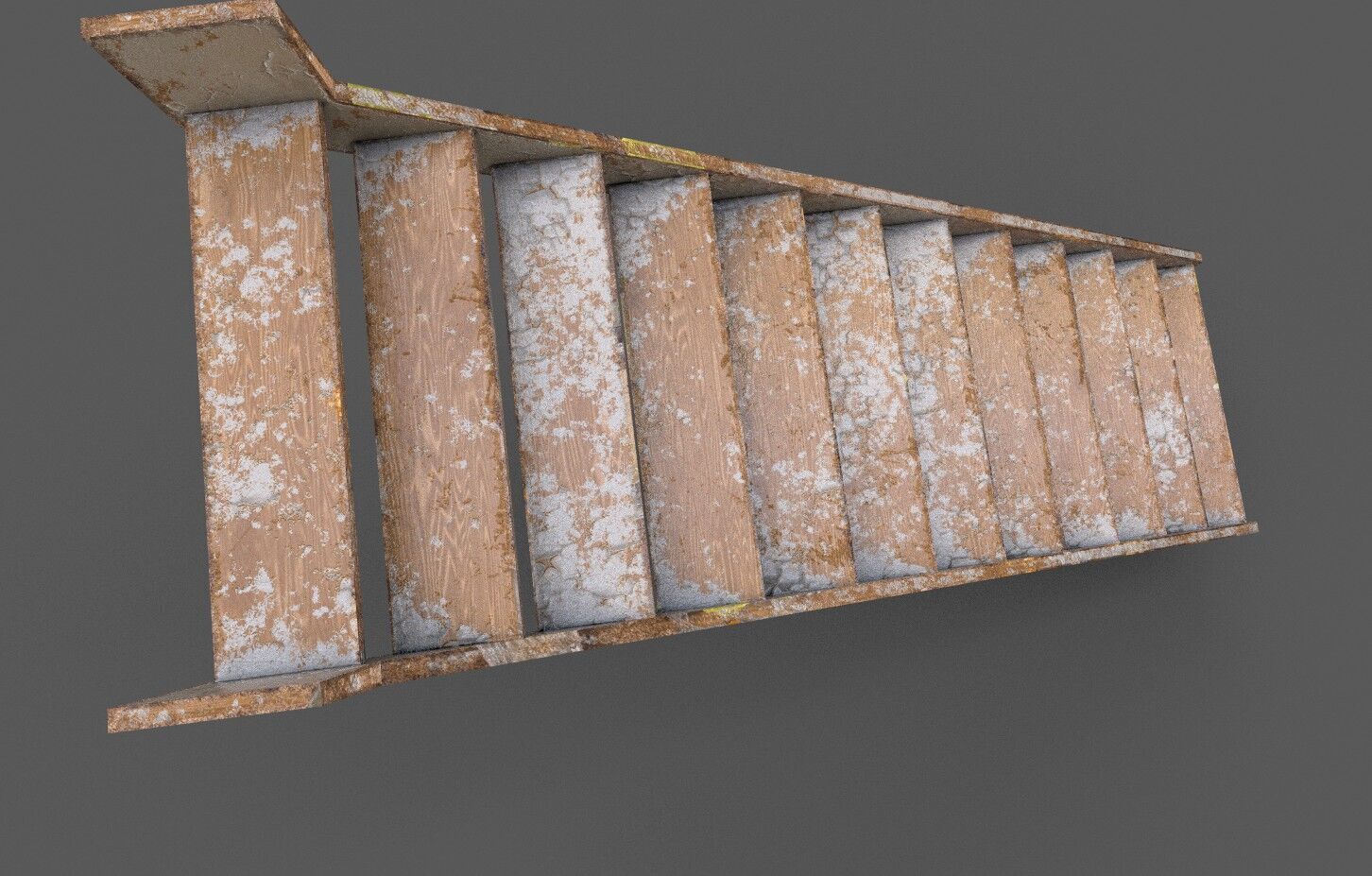 Pack 3 Old Wood Stairs Low-poly 3D model_15