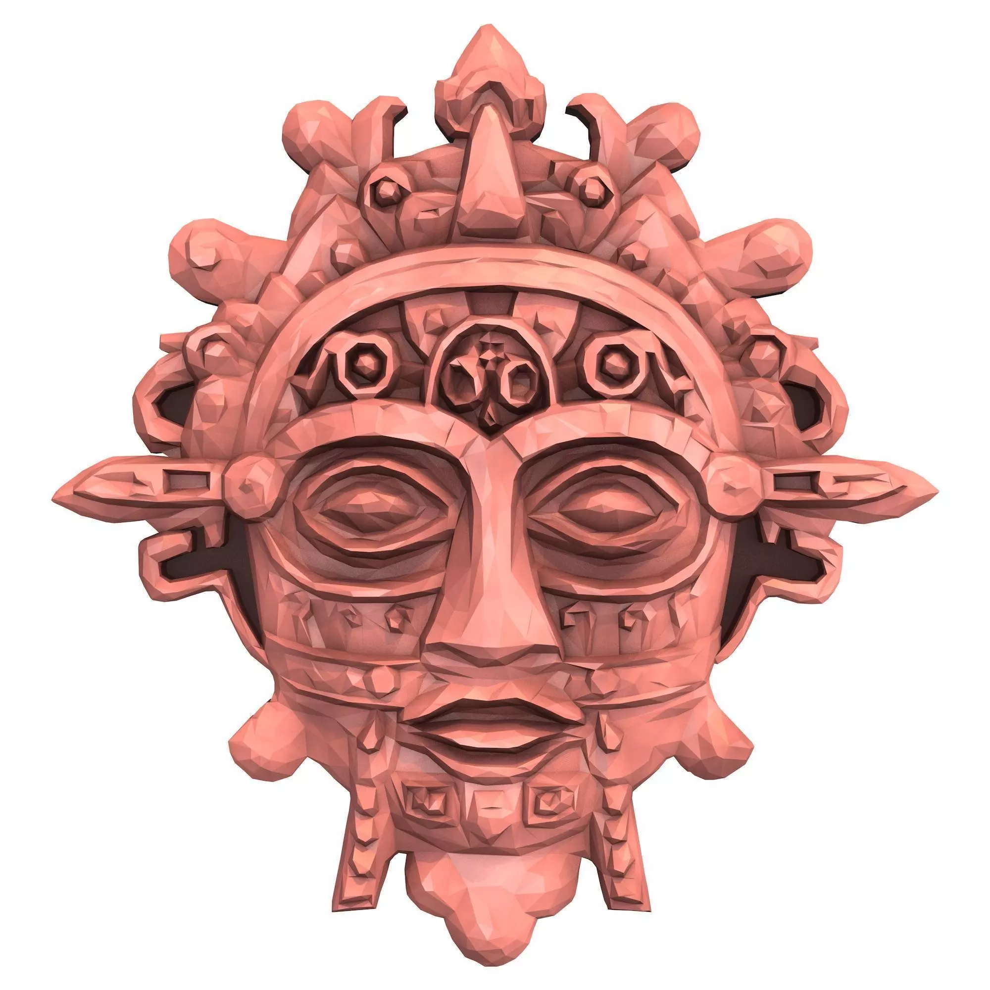 Aztec Mask Low Poly 2 3D print model_0