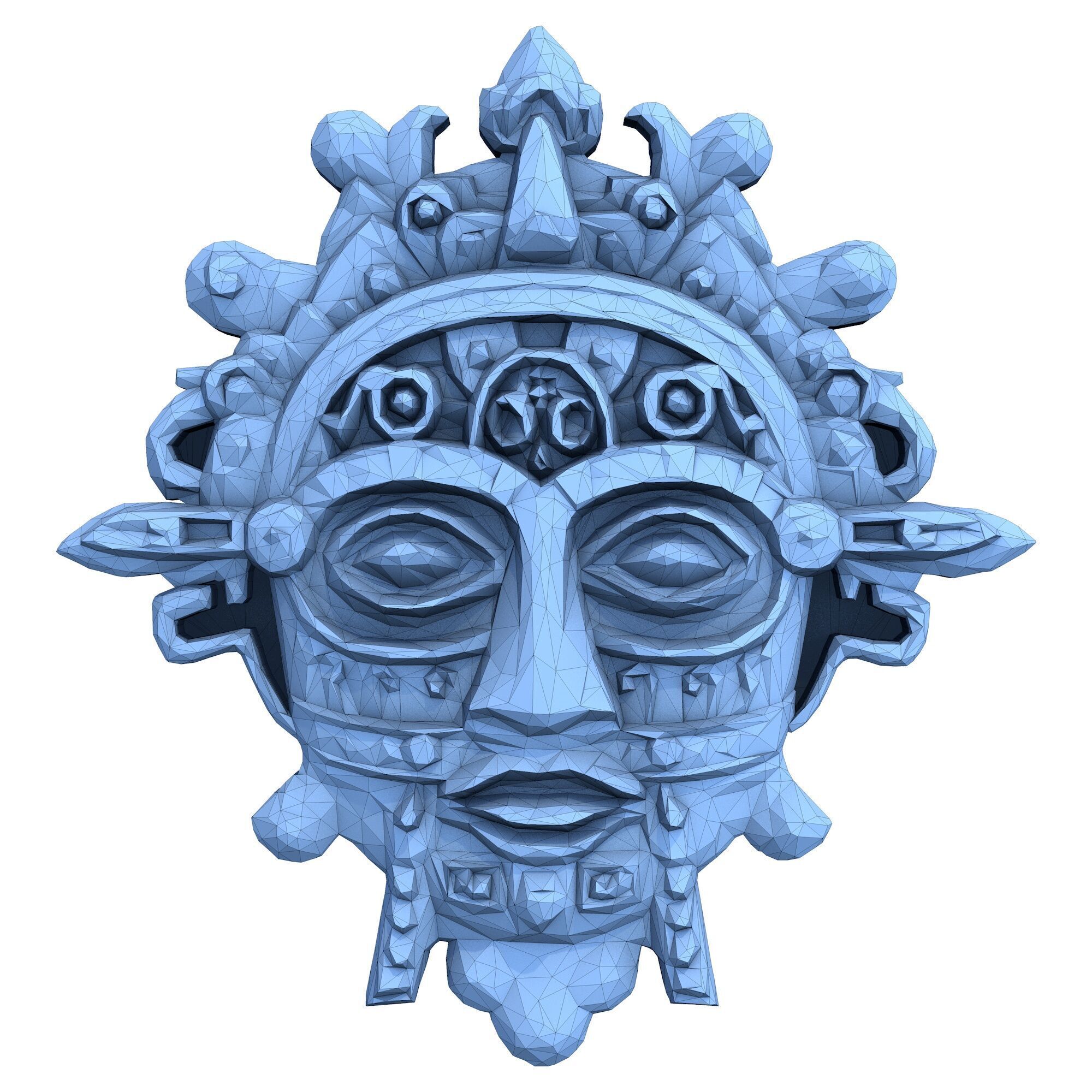 Aztec Mask Low Poly 2 3D print model_6