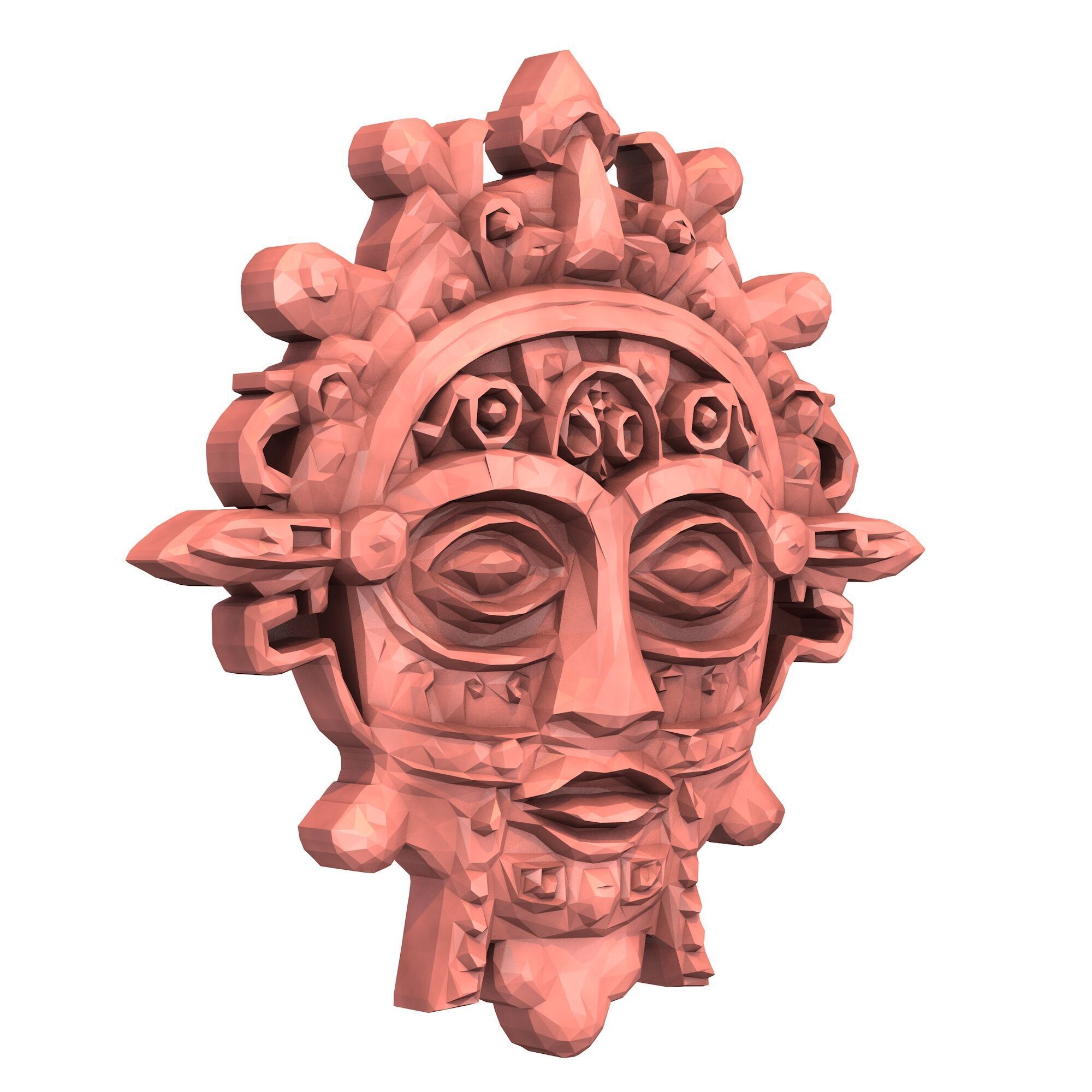 Aztec Mask Low Poly 2 3D print model_5