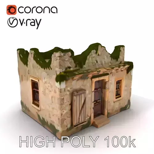 Rustic Stone House with Moss Model Pack