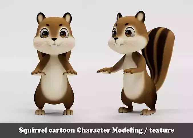 Squirrel cartoon character modeling textures