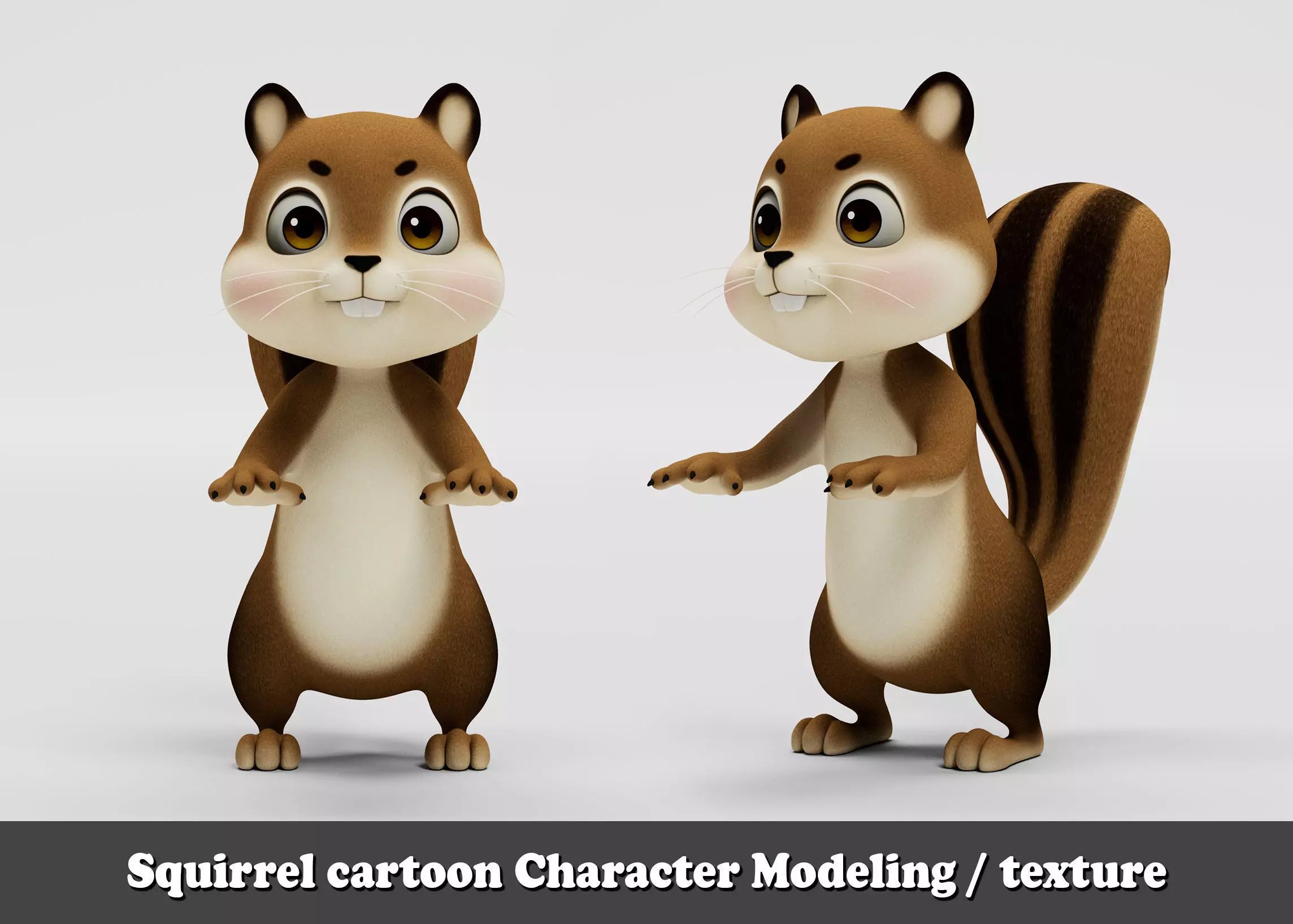 Squirrel cartoon character modeling textures 3D model