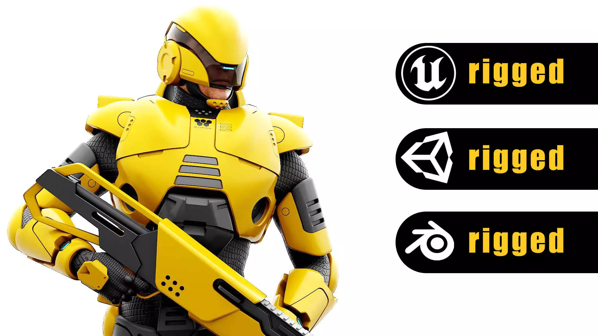 CYBORG SOL-40 Rigged for Unreal Engine - Unity - MIXAMO 3D model