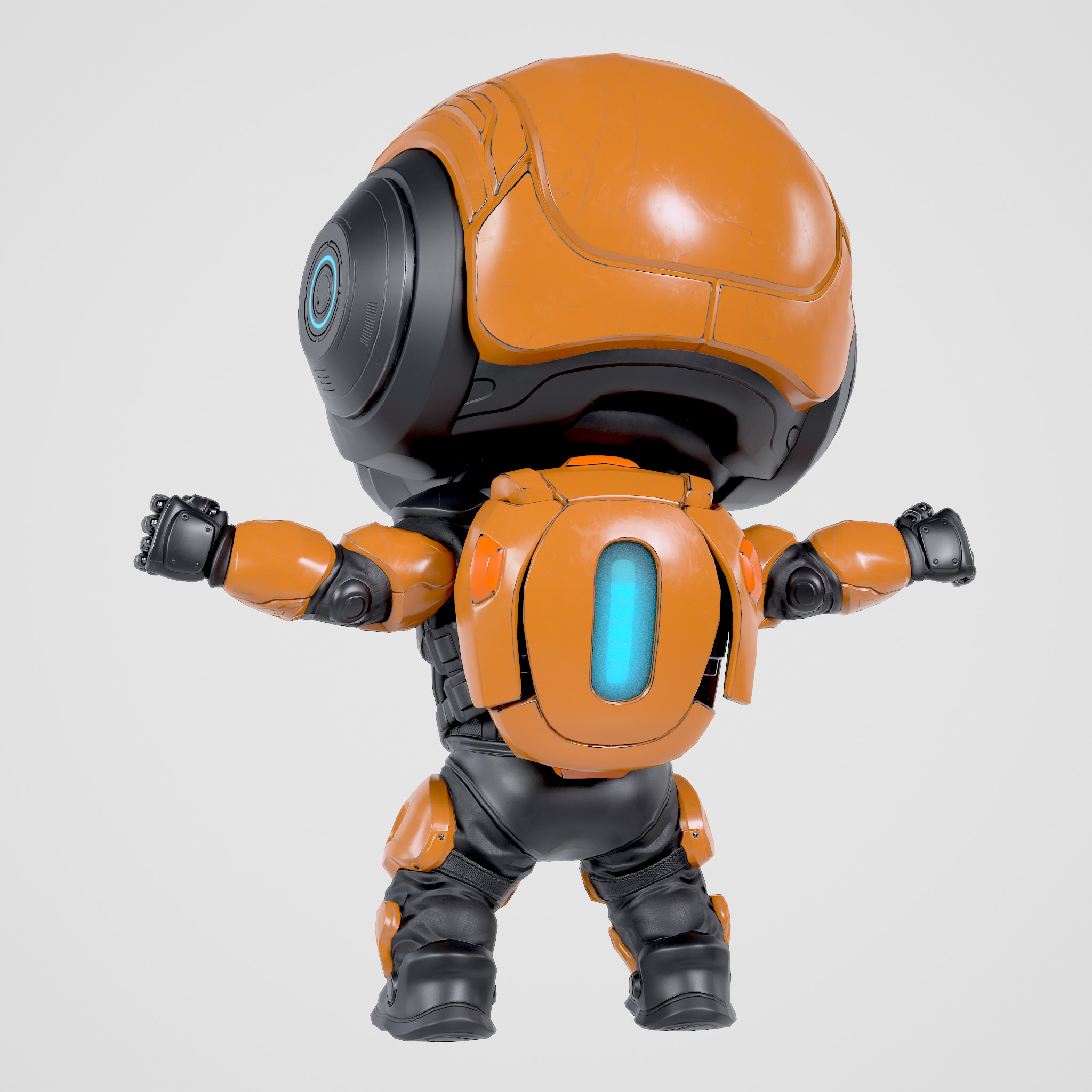 Cute Robot Orange  Low-poly 3D model_13