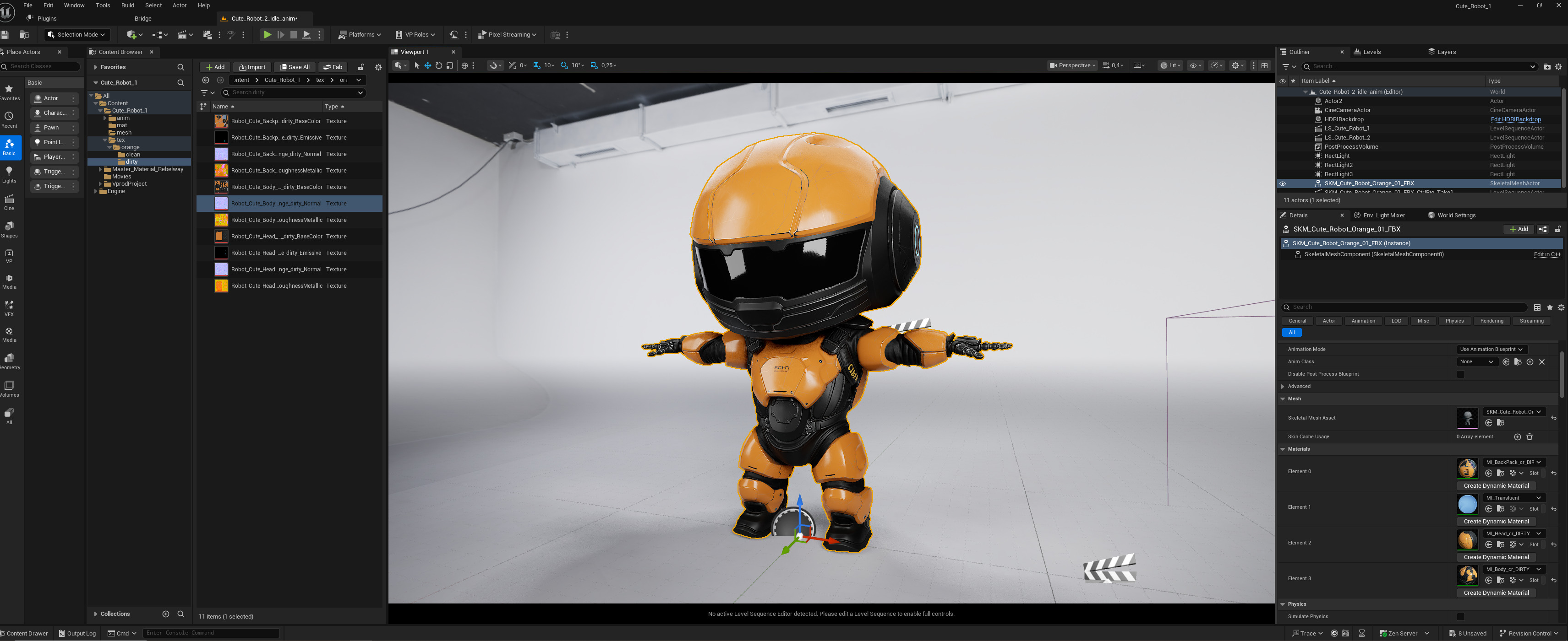 Cute Robot Orange  Low-poly 3D model_26