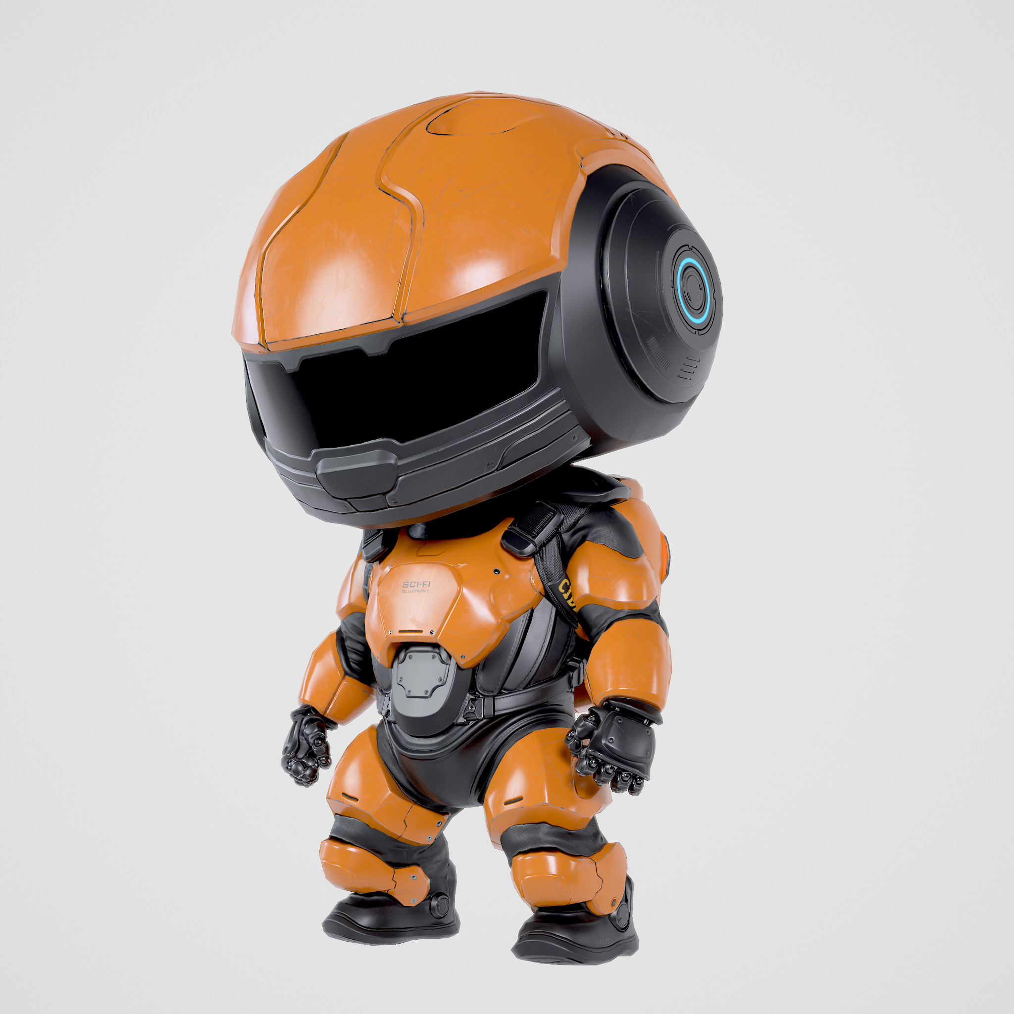 Cute Robot Orange  Low-poly 3D model_18