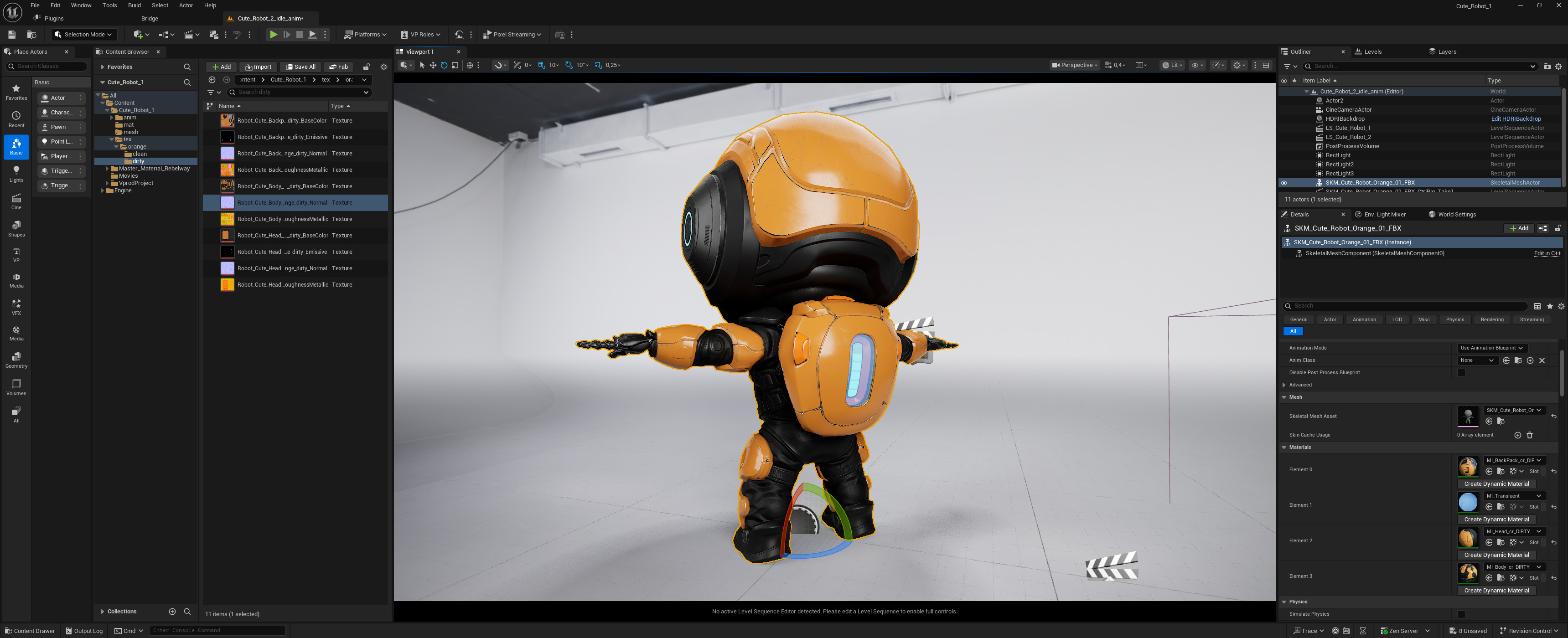 Cute Robot Orange  Low-poly 3D model_27