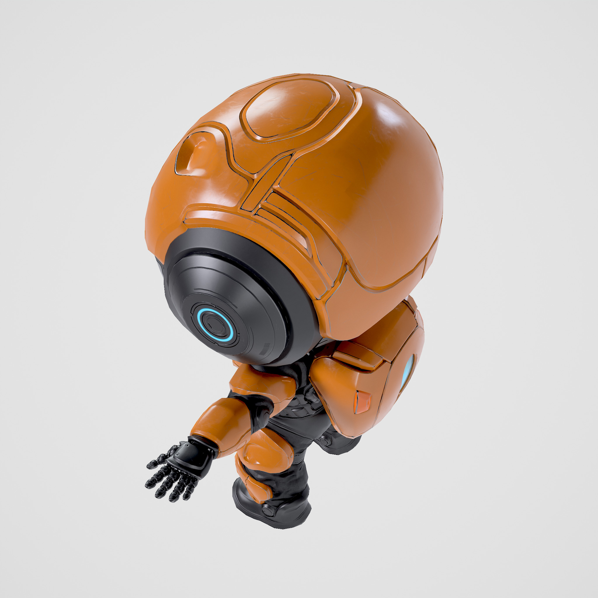 Cute Robot Orange  Low-poly 3D model_17