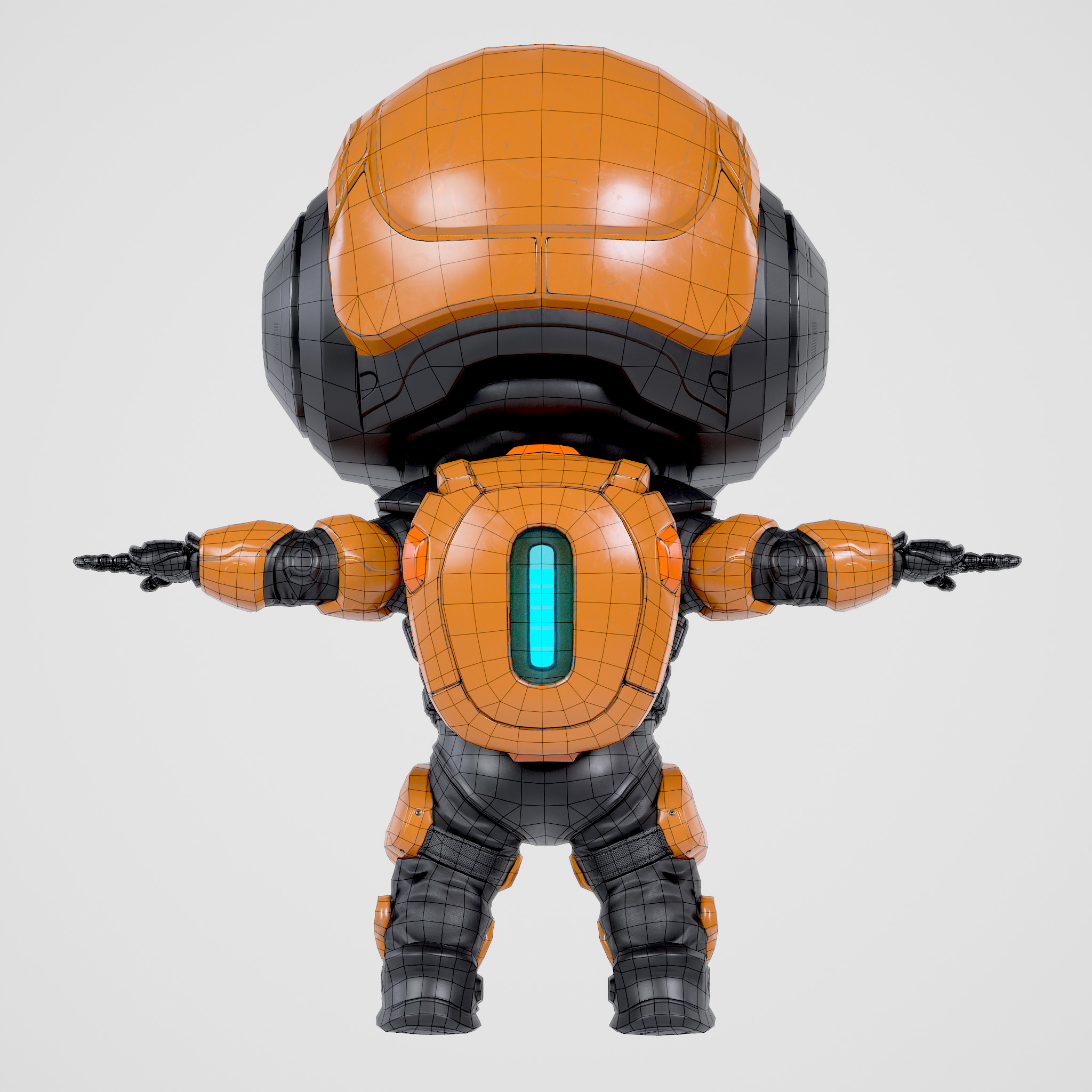 Cute Robot Orange  Low-poly 3D model_10