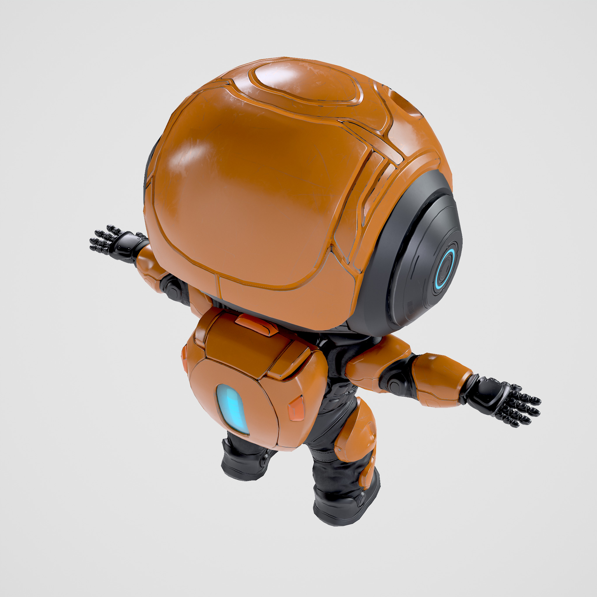 Cute Robot Orange  Low-poly 3D model_16
